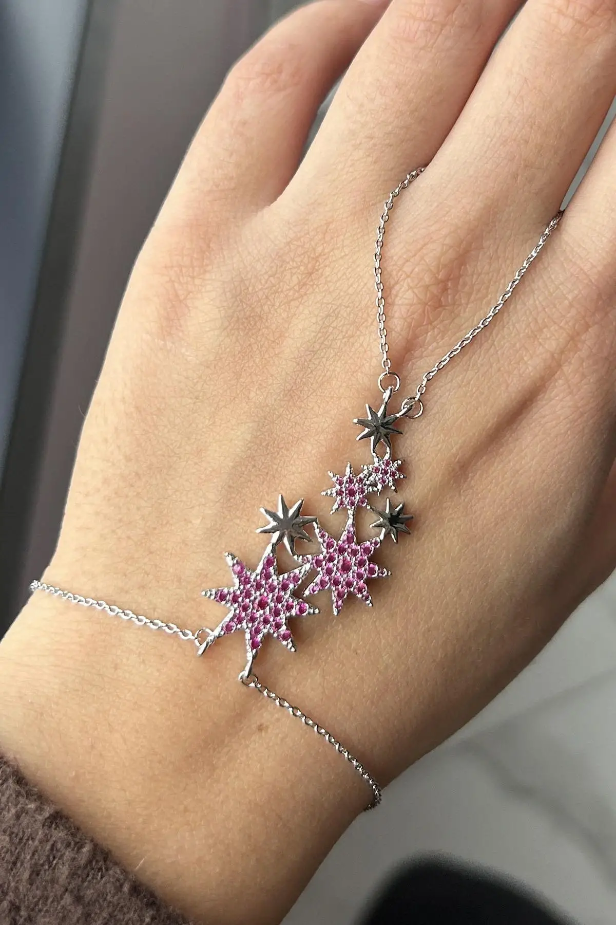 Gümüş Renk Çiçek Figürlü 14K Altın Kaplama TX Şahmeran