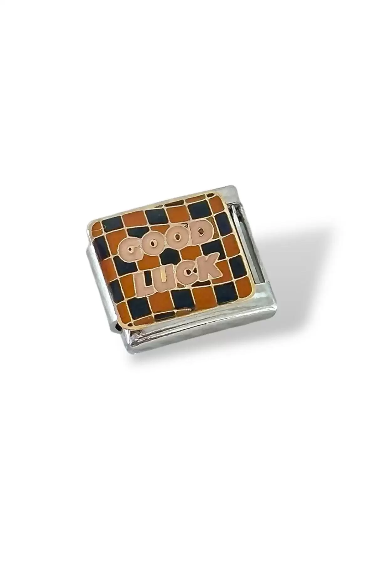 Gümüş Renk Good Luck Yazılı Çelik Nomination Charm (Tek)