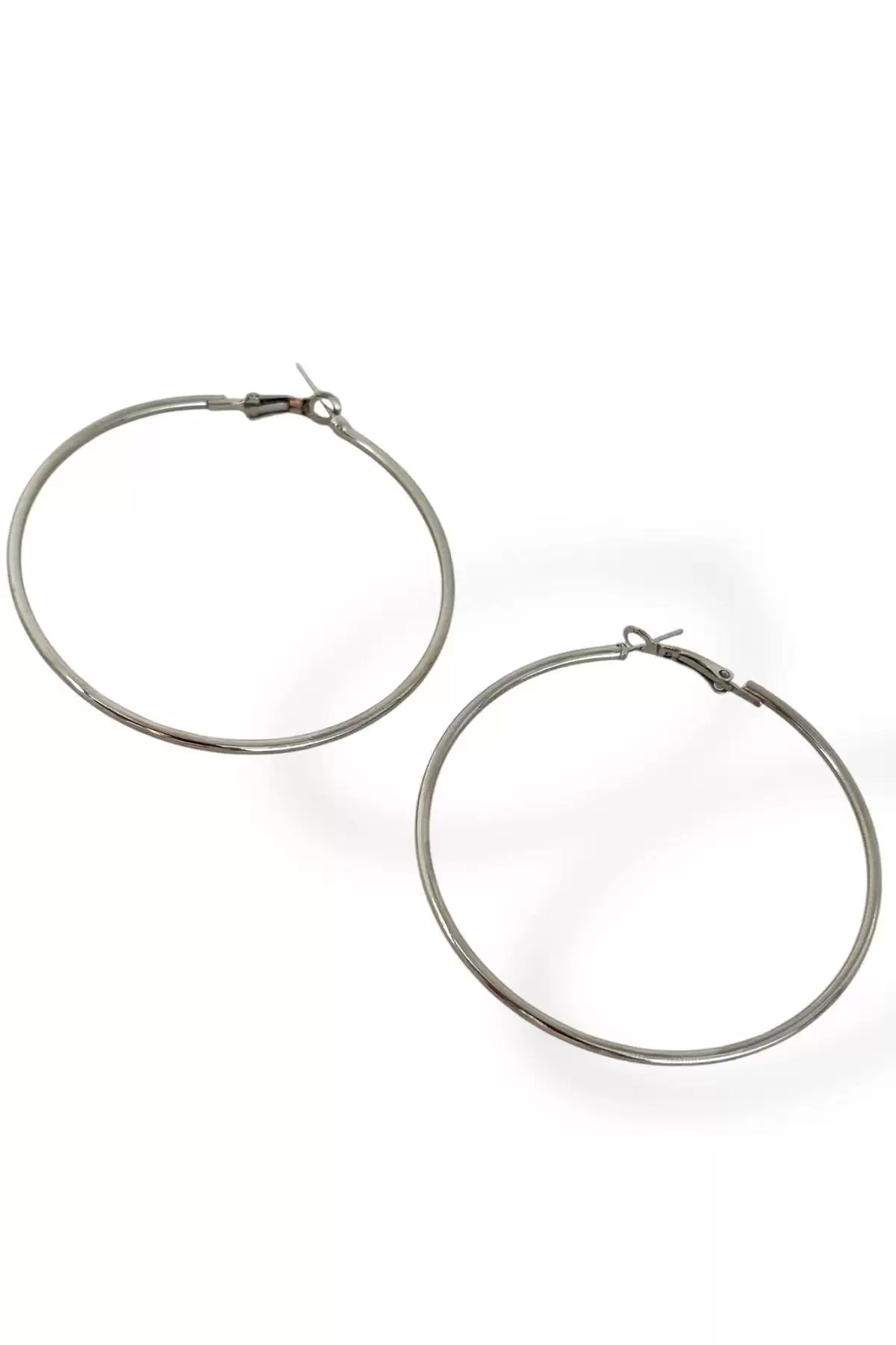 Gümüş Renk Halka Küpe 60MM (Çift)