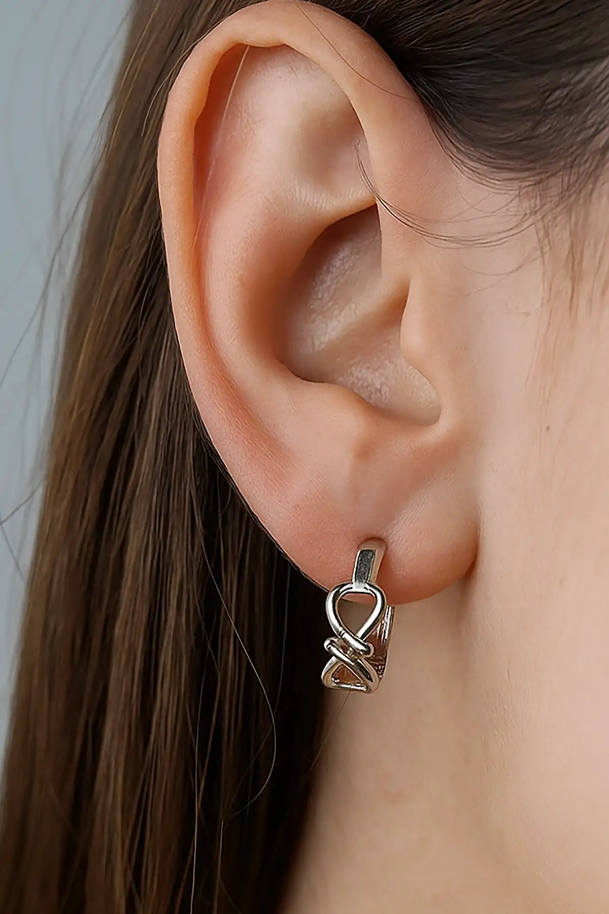 Gümüş Renk Halka Küpe (Çift)