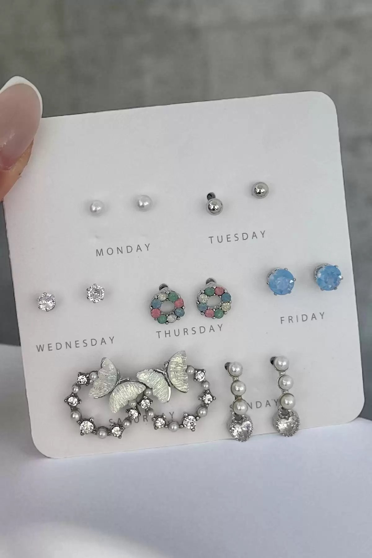 Gümüş Renk Karışık Figürlü 14lü Küpe Set
