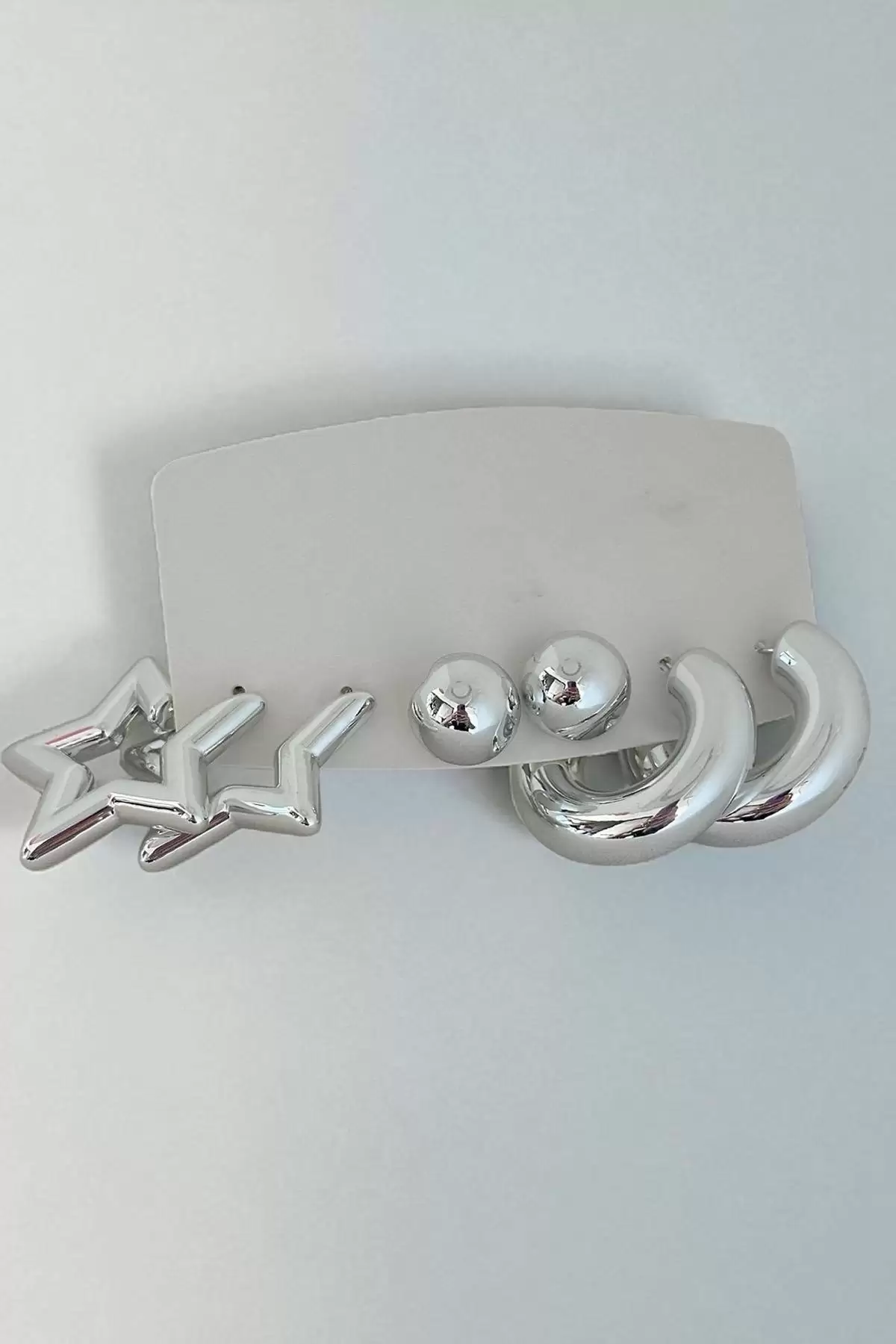 Gümüş Renk Karışık Figürlü 6lı Küpe Set