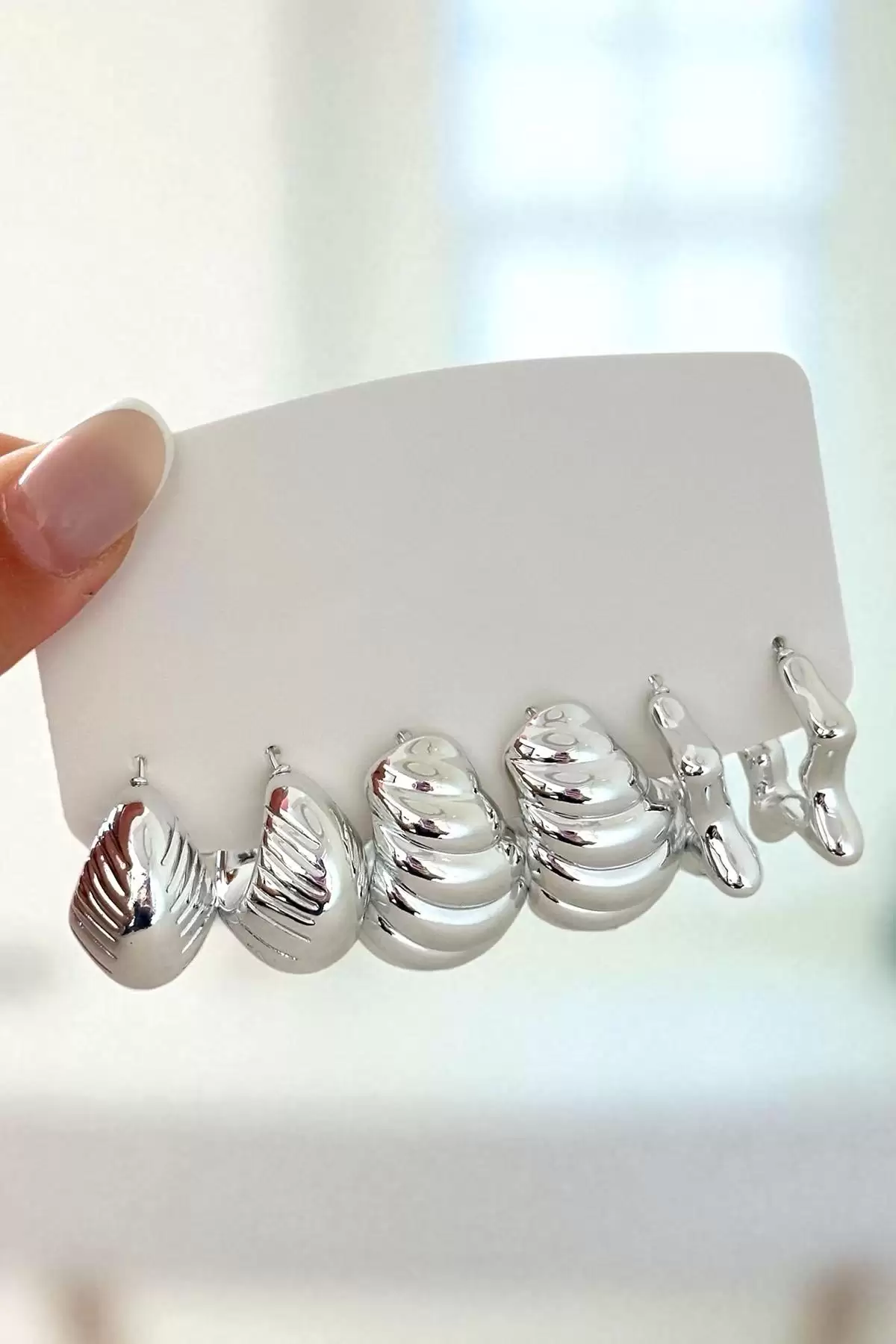 Gümüş Renk Karışık Figürlü 6lı Küpe Set