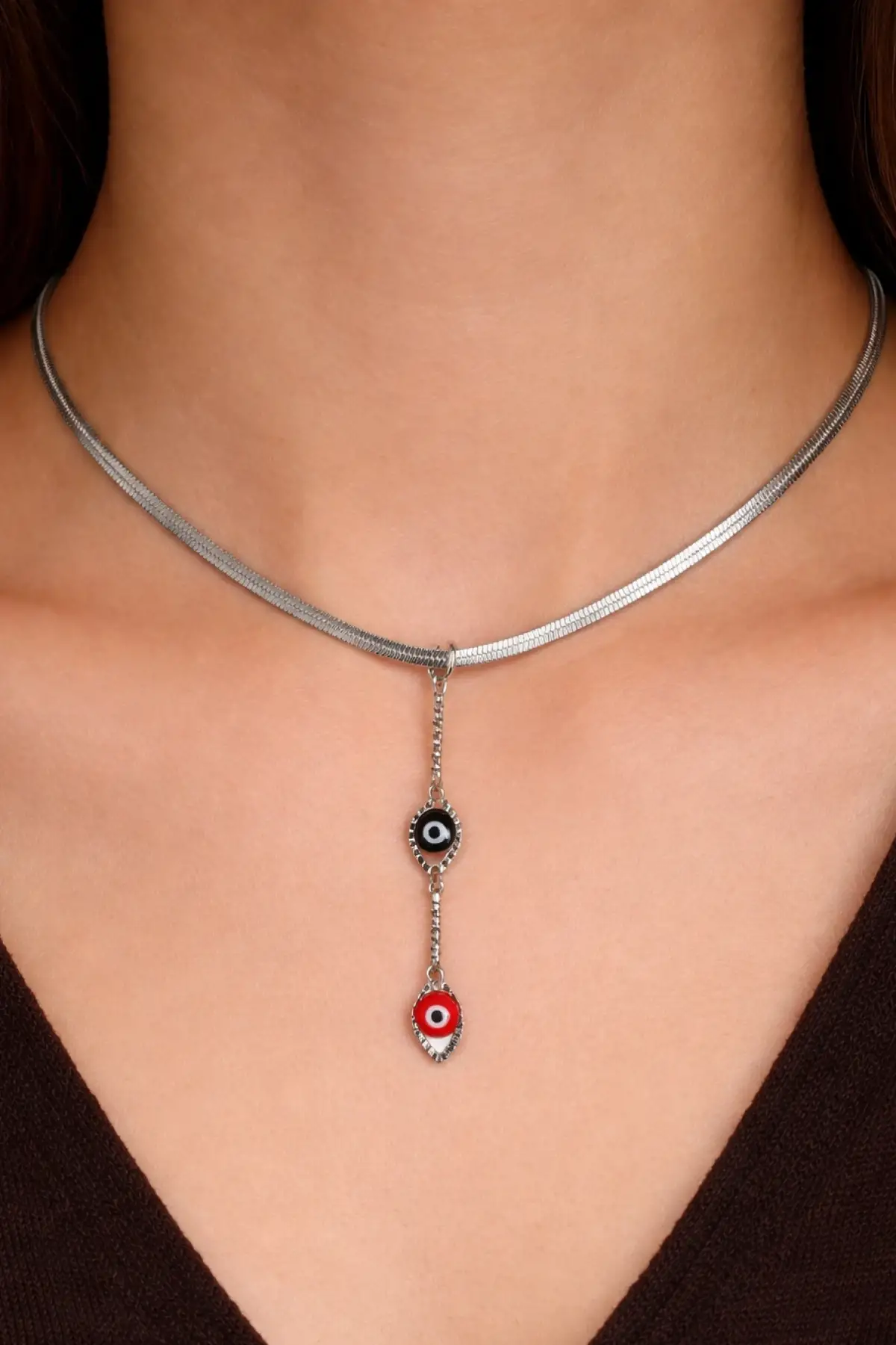 Gümüş Renk Karışık Figürlü Çelik Kolye