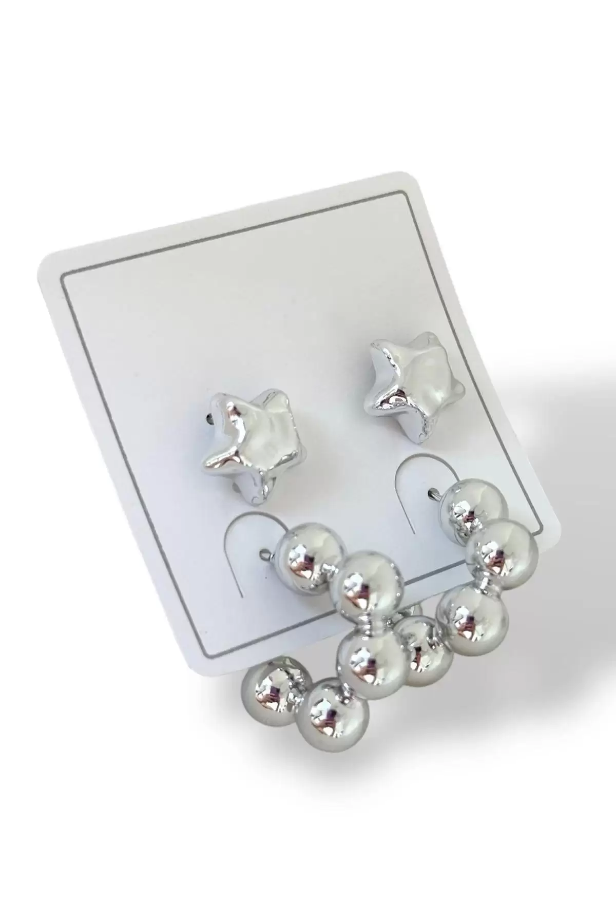 Gümüş Renk Karışık Figürlü Küpe Set