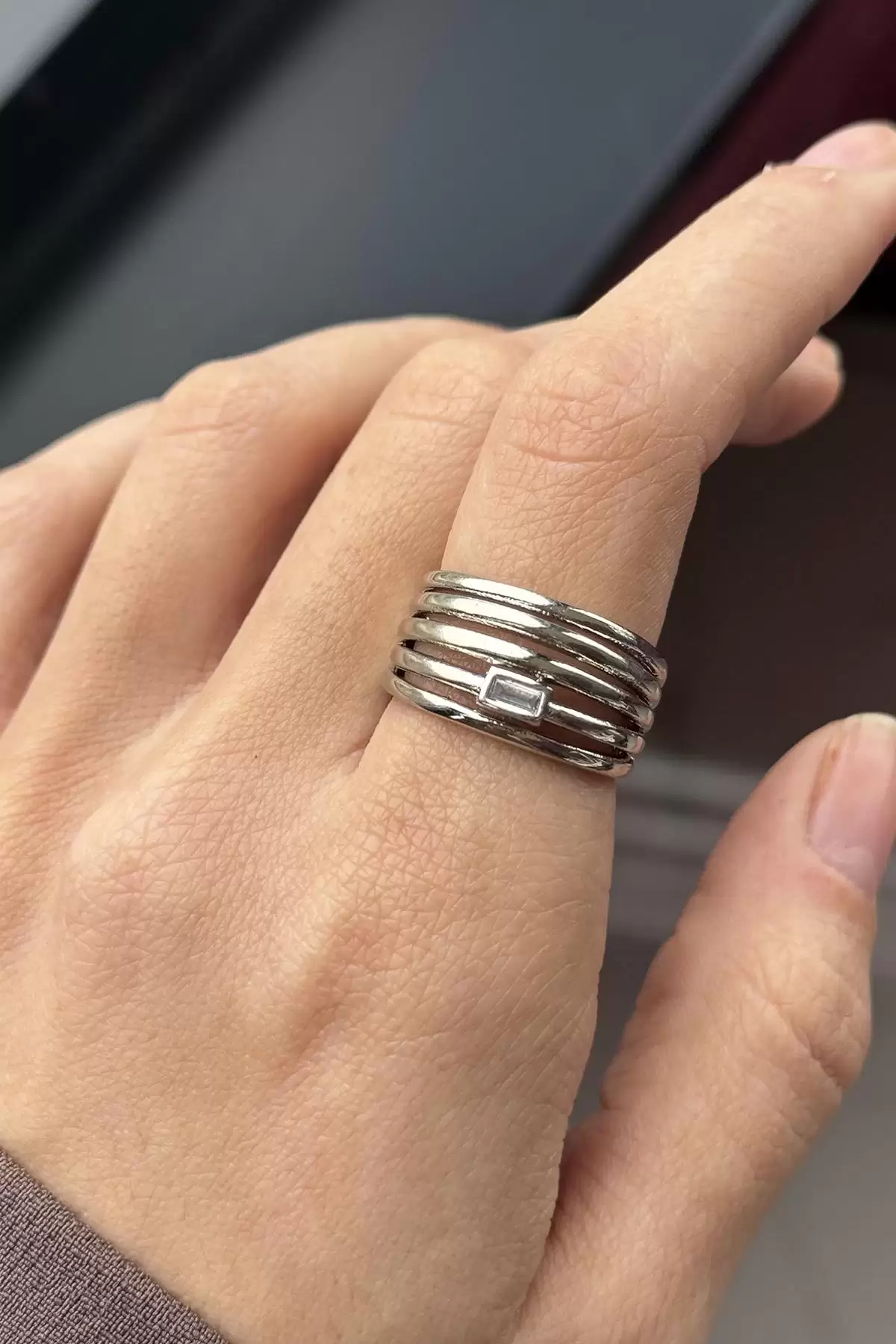 Gümüş Renk Metal Ayarlanabilir Yüzük