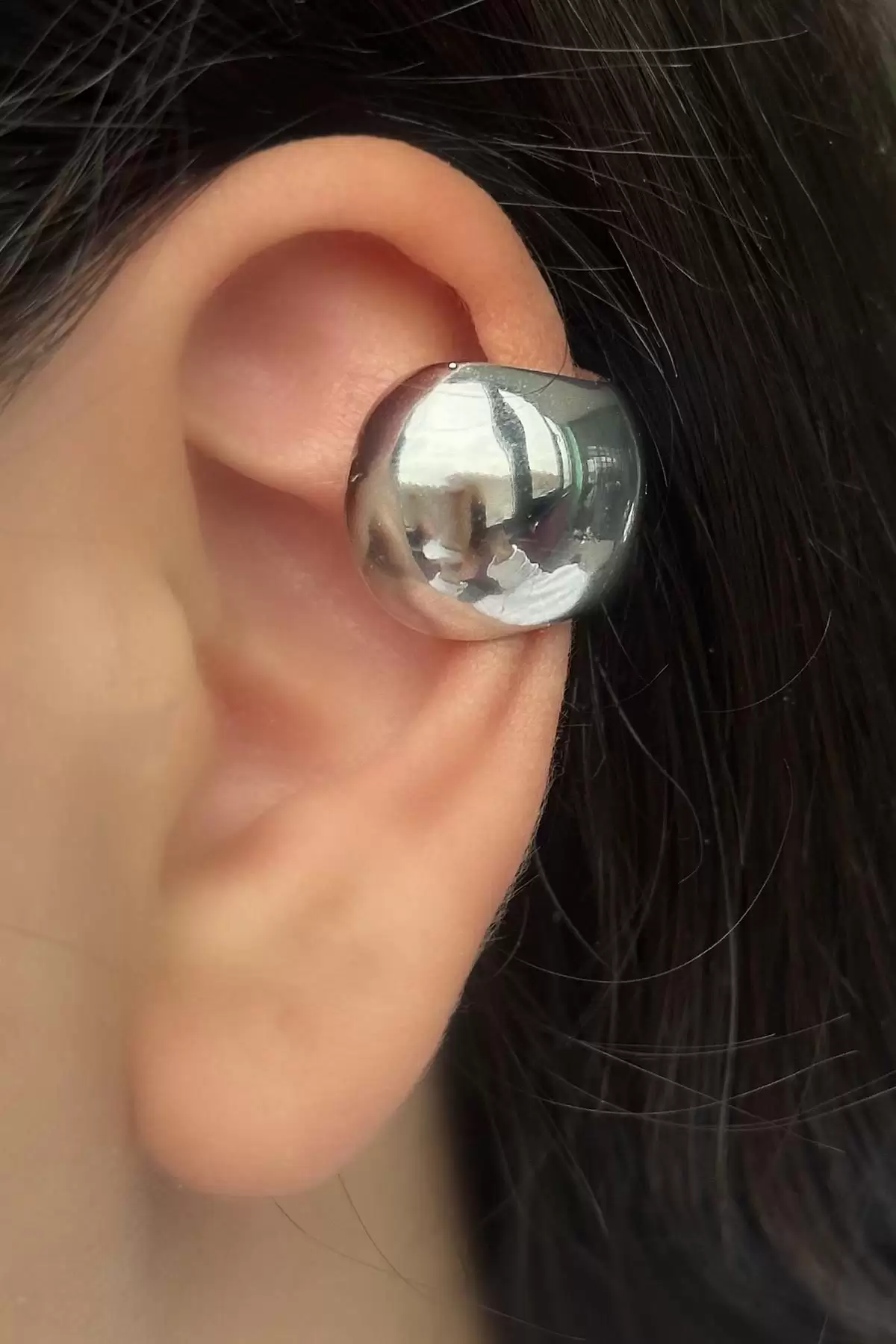 Gümüş Renk Metal Ear Cuff (Tek)