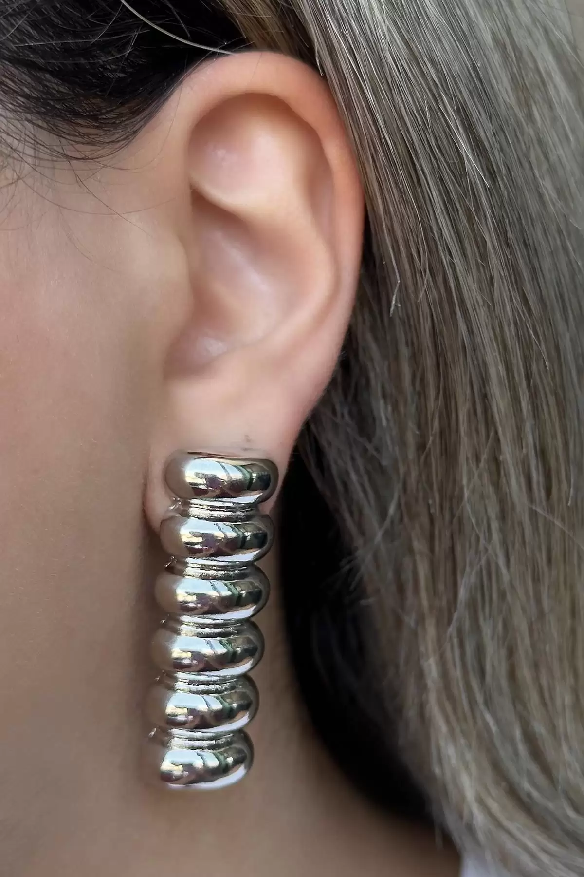 Gümüş Renk Metal Küpe (Çift)