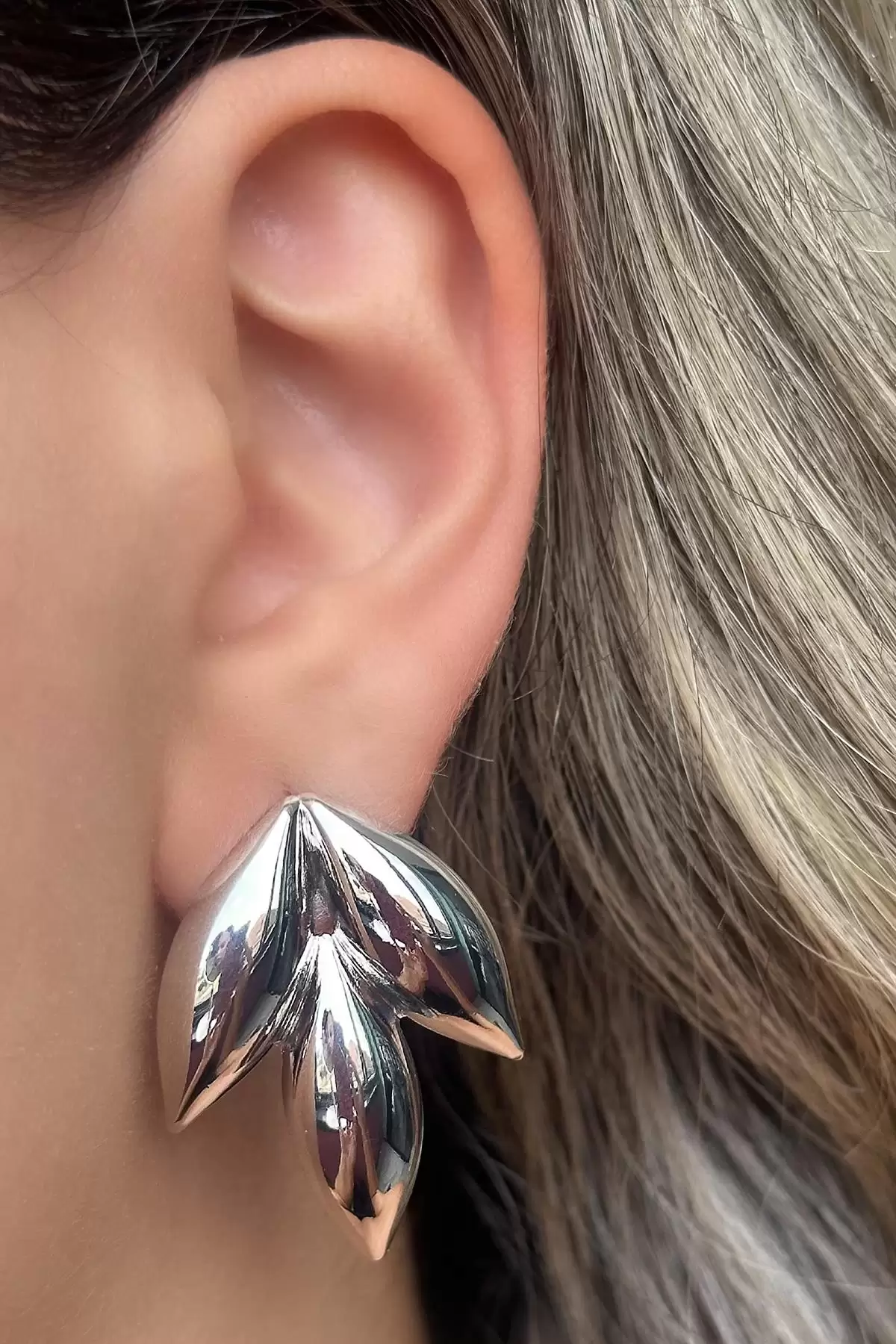 Gümüş Renk Metal Küpe (Çift)