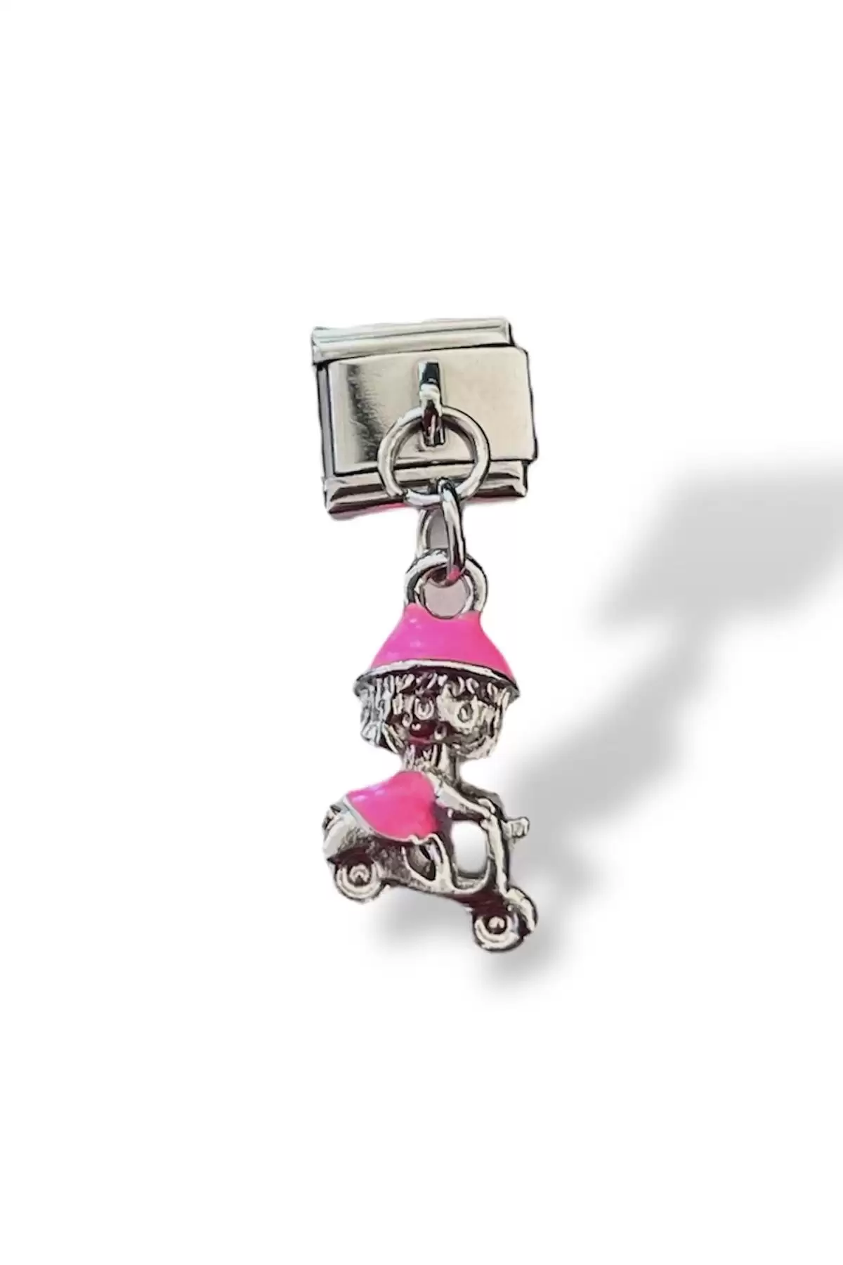 Gümüş Renk Motorlu Kız Figürlü Çelik Nomination Charm (Tek)