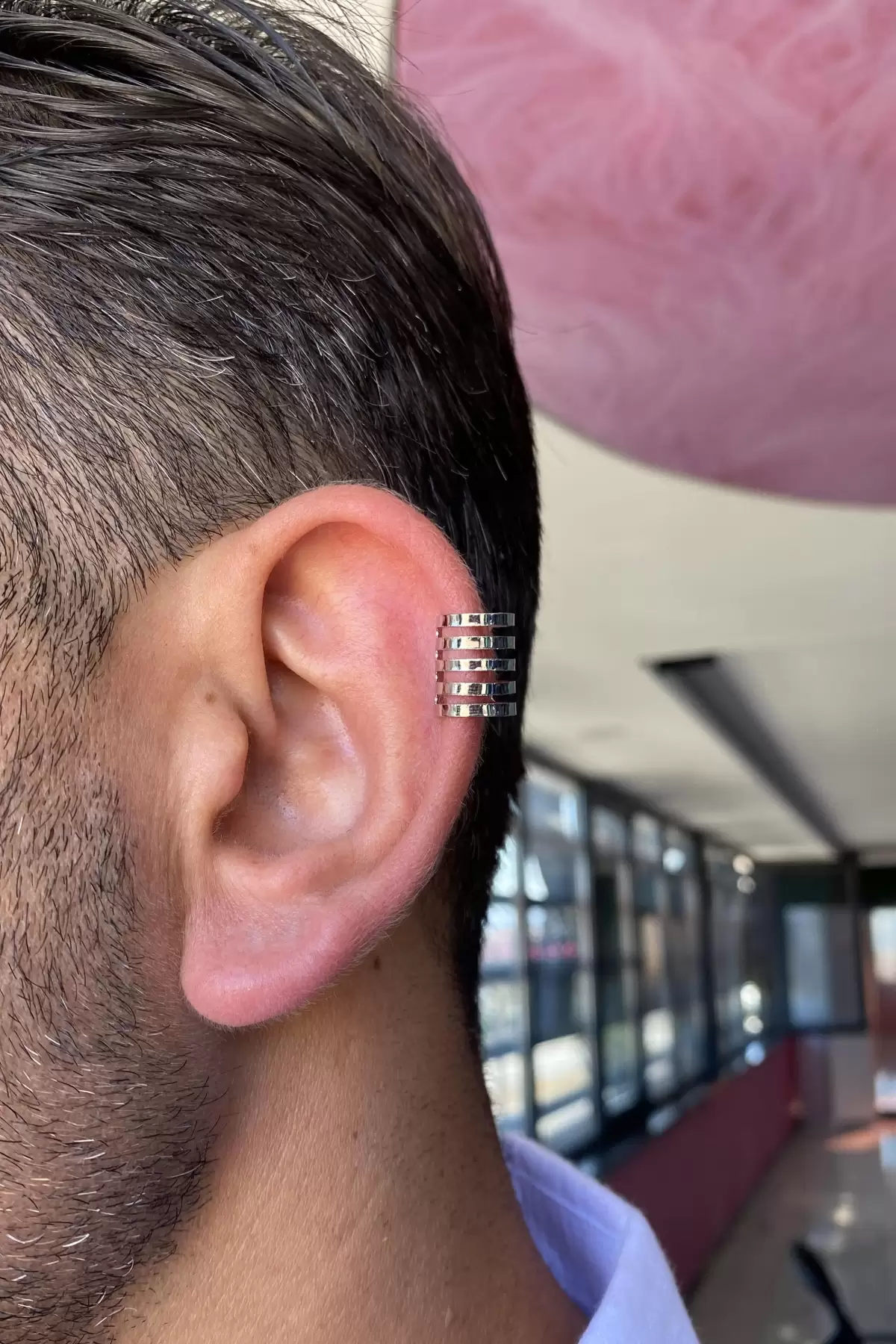 Gümüş Renk Sıkıştırmalı Ear Cuff Unisex Halka Küpe (Çift)