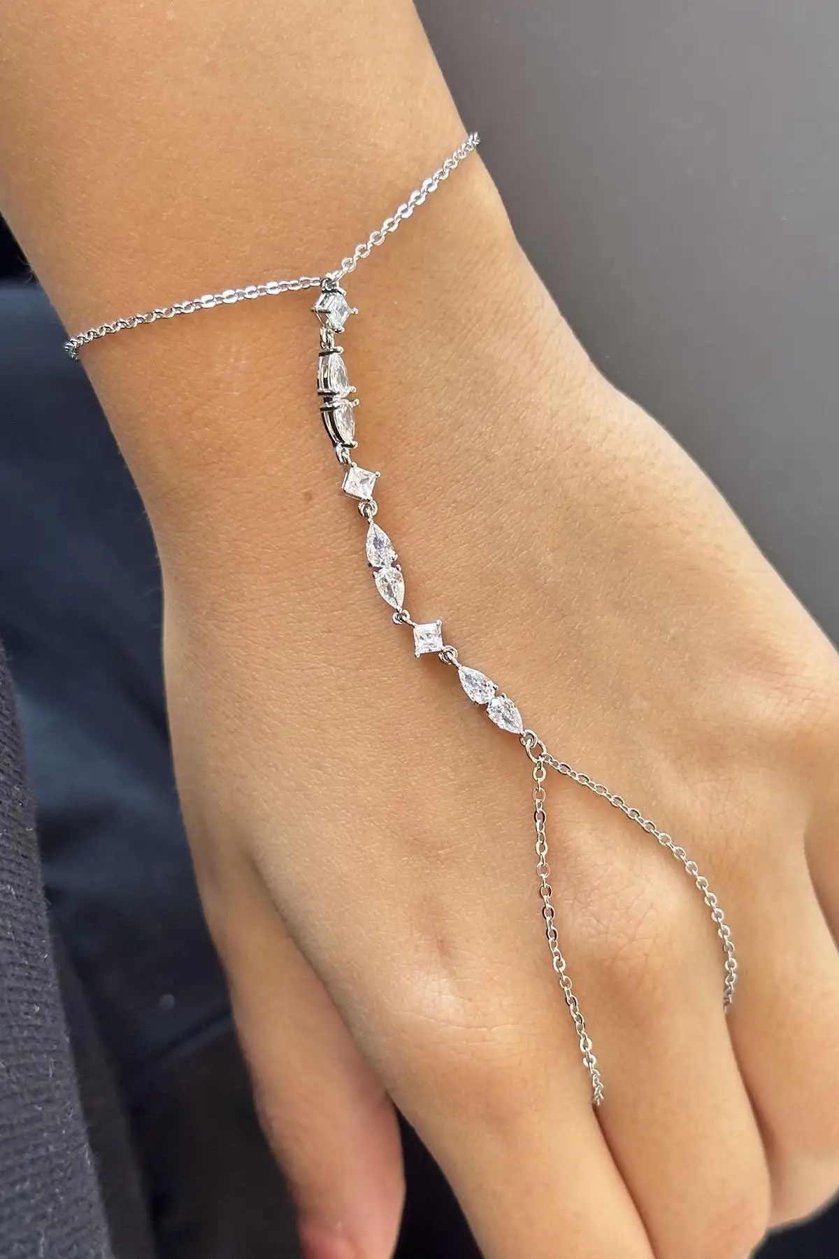 Gümüş Renk Taş Detaylı 14K Altın Kaplama TX Şahmeran