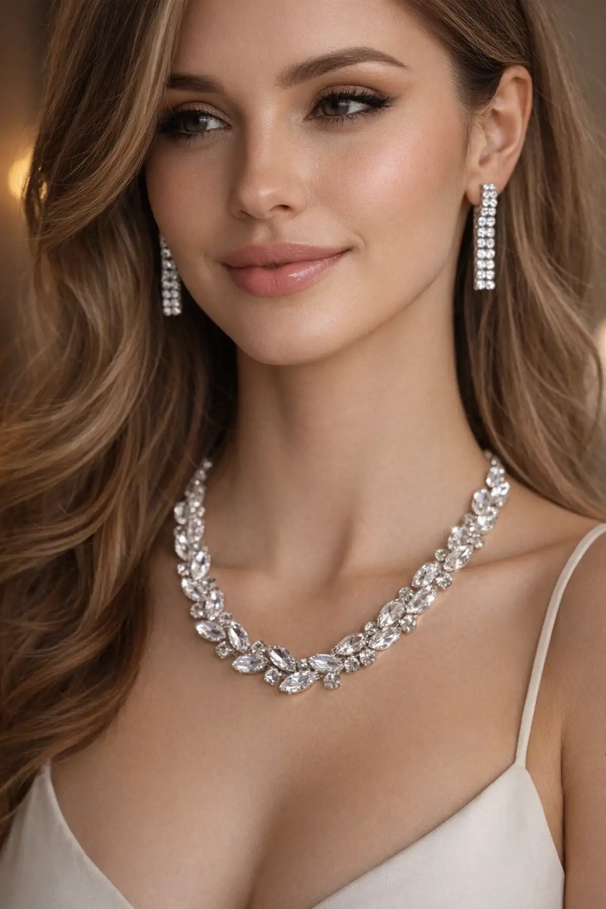 Gümüş Renk Taş Detaylı Abiye Set