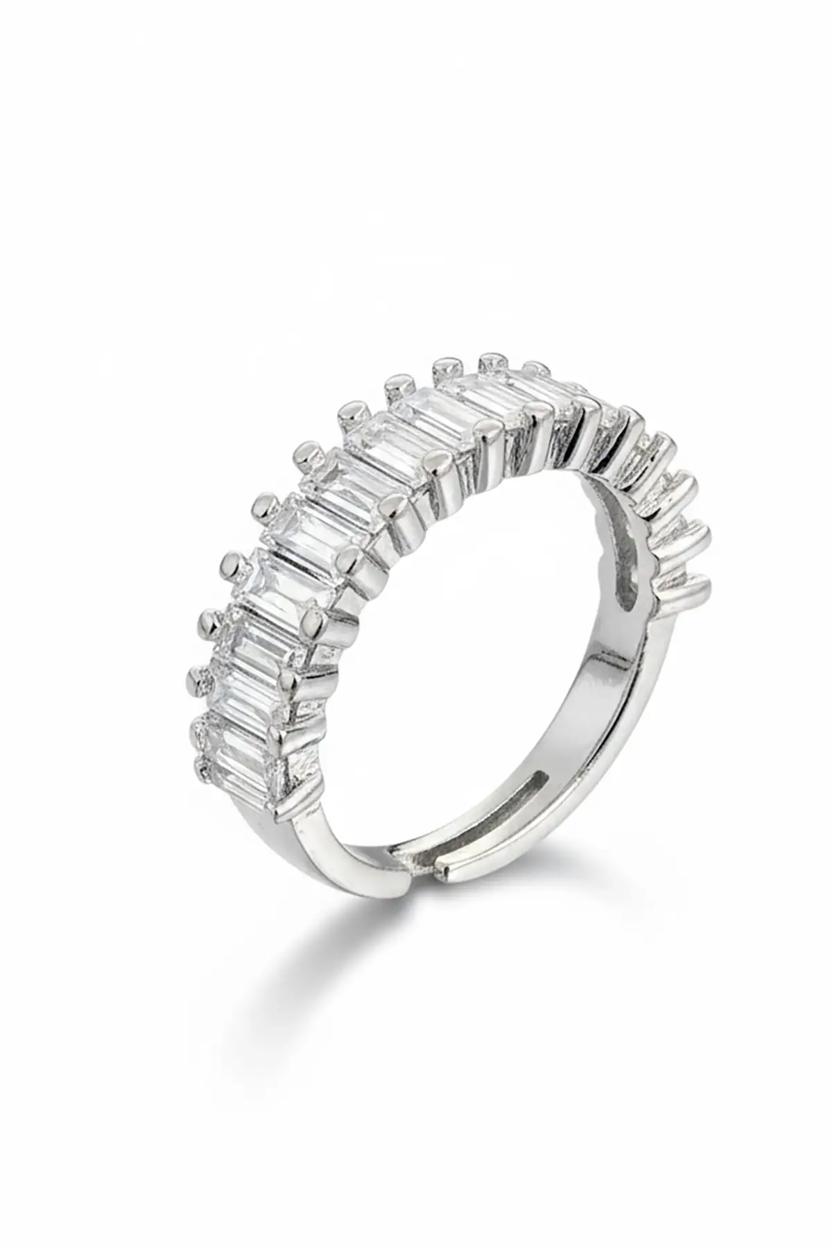 Gümüş Renk Taş Detaylı Ayarlanabilir Yüzük