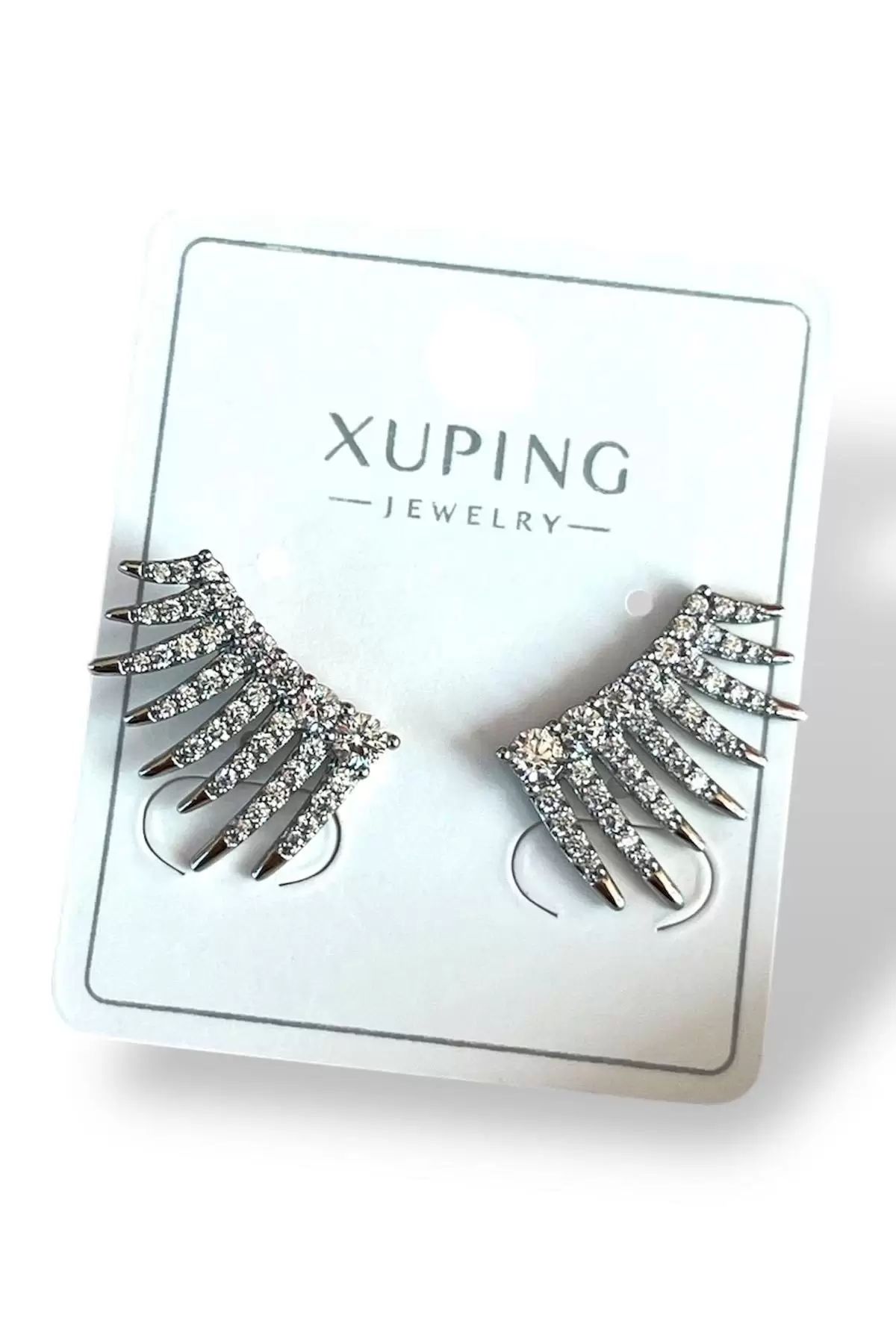 Gümüş Renk Taş Detaylı Çelik Xuping Küpe (Çift)