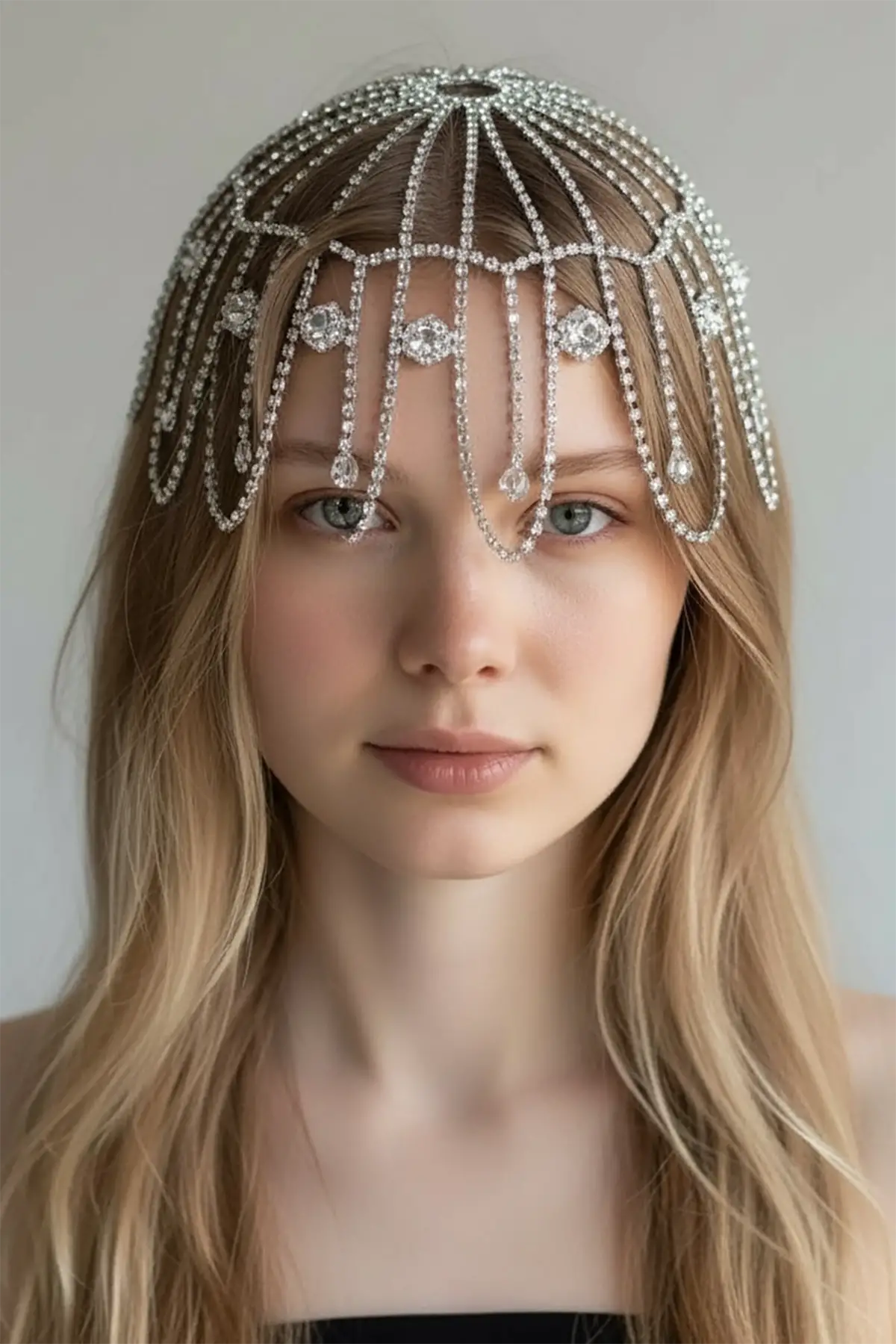 Gümüş Renk Taş Detaylı Saç Aksesuarı/Kına Aksesuarı