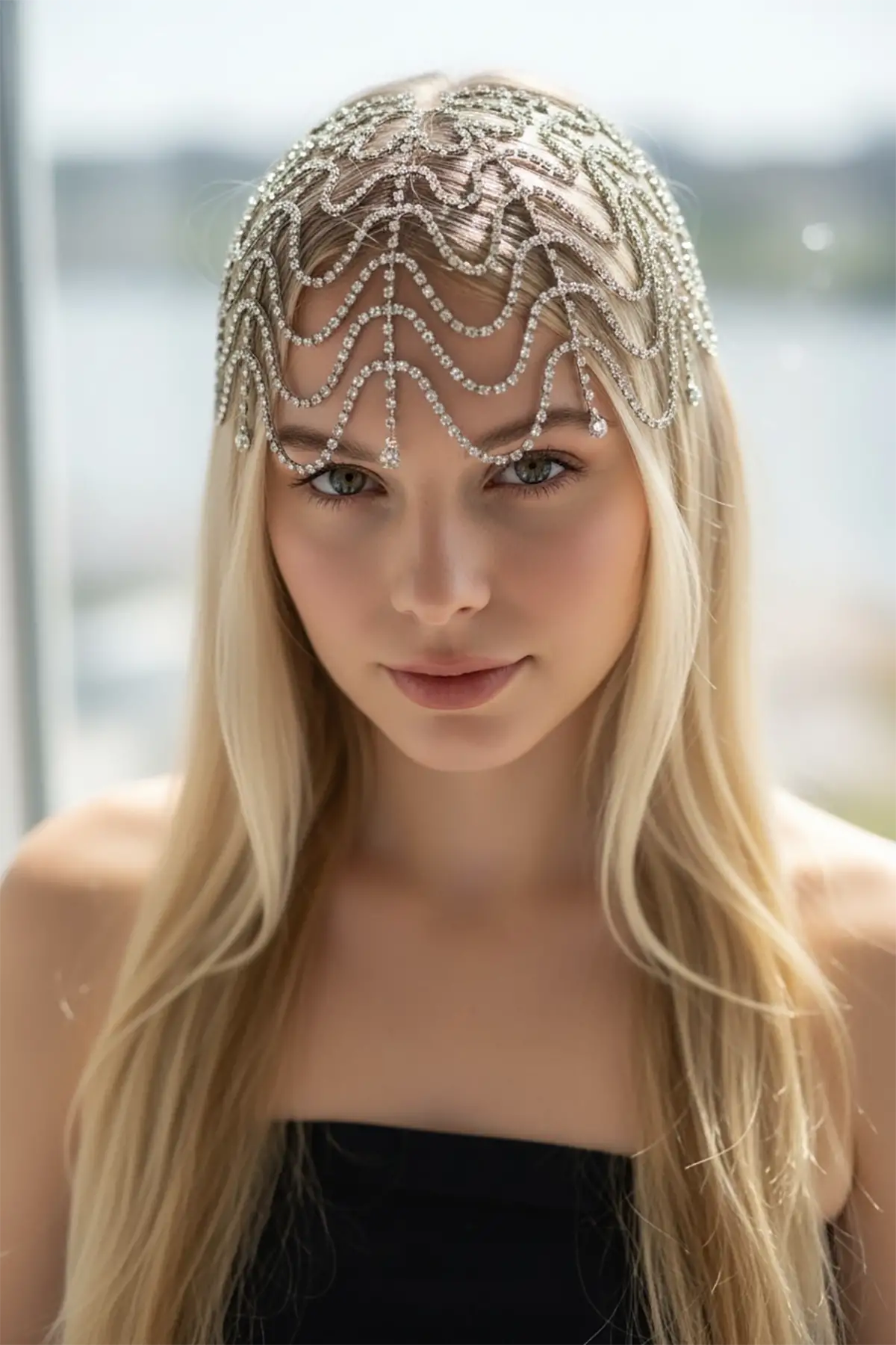 Gümüş Renk Taş Detaylı Saç Aksesuarı/Kına Aksesuarı