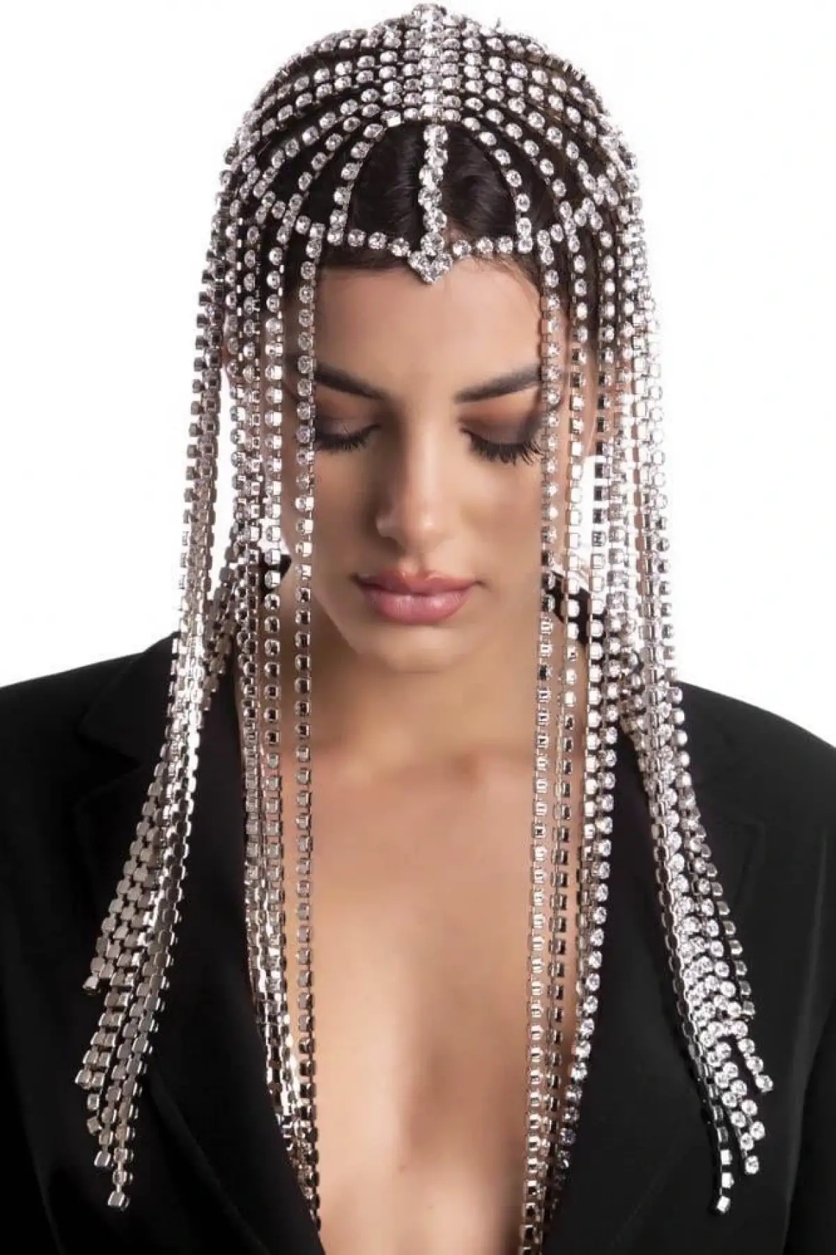 Gümüş Renk Taş Detaylı Saç Aksesuarı/Kına Aksesuarı