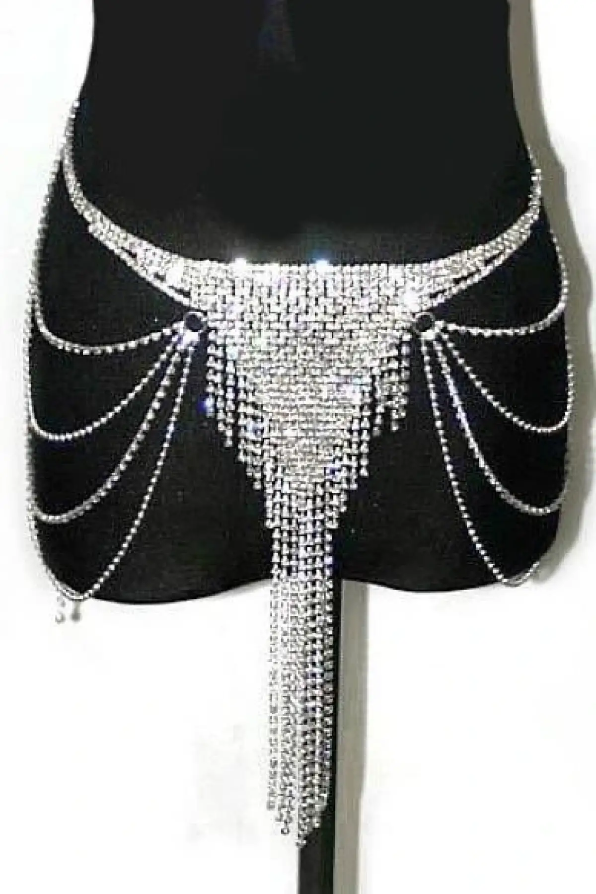 Gümüş Renk Taşlı Bel Zinciri