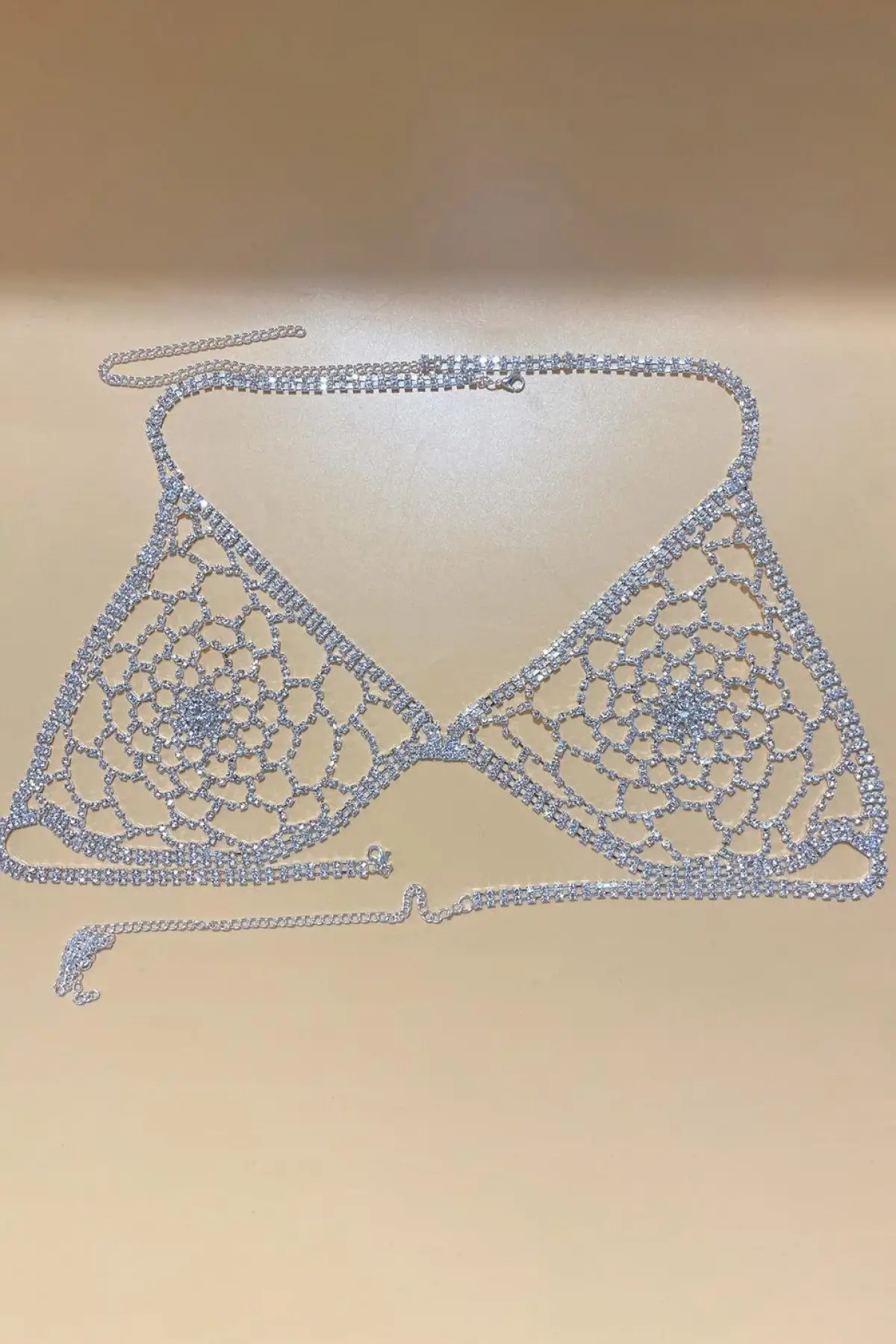 Gümüş Renk Taşlı Bikini Üstü /Bralet /Vücut Aksesuarı