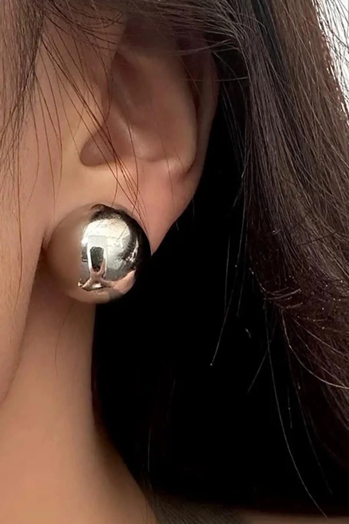 Gümüş Renk Top Çelik Küpe (Çift)