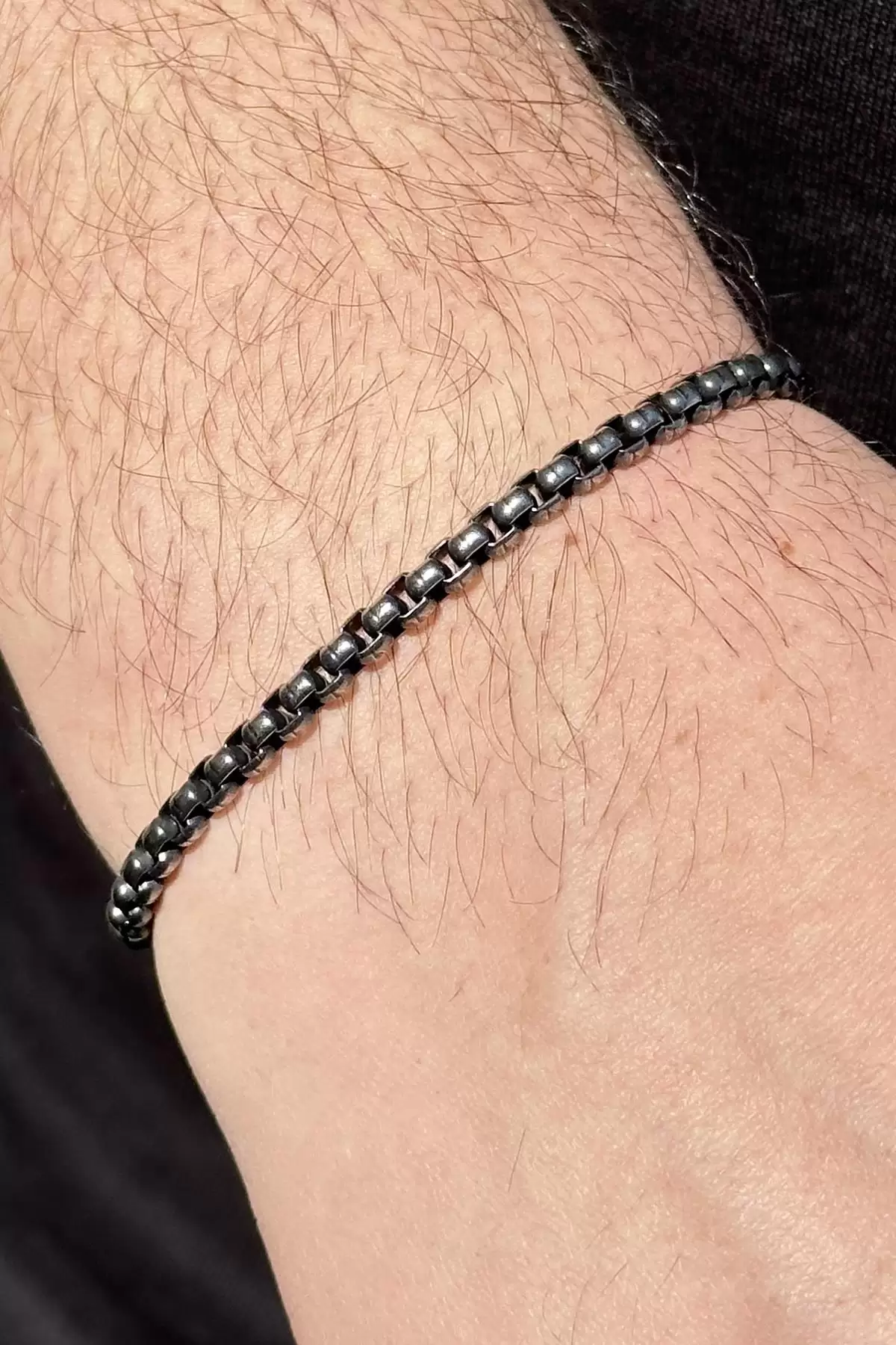 Gümüş Renk Zincir Detaylı Erkek Çelik Bileklik