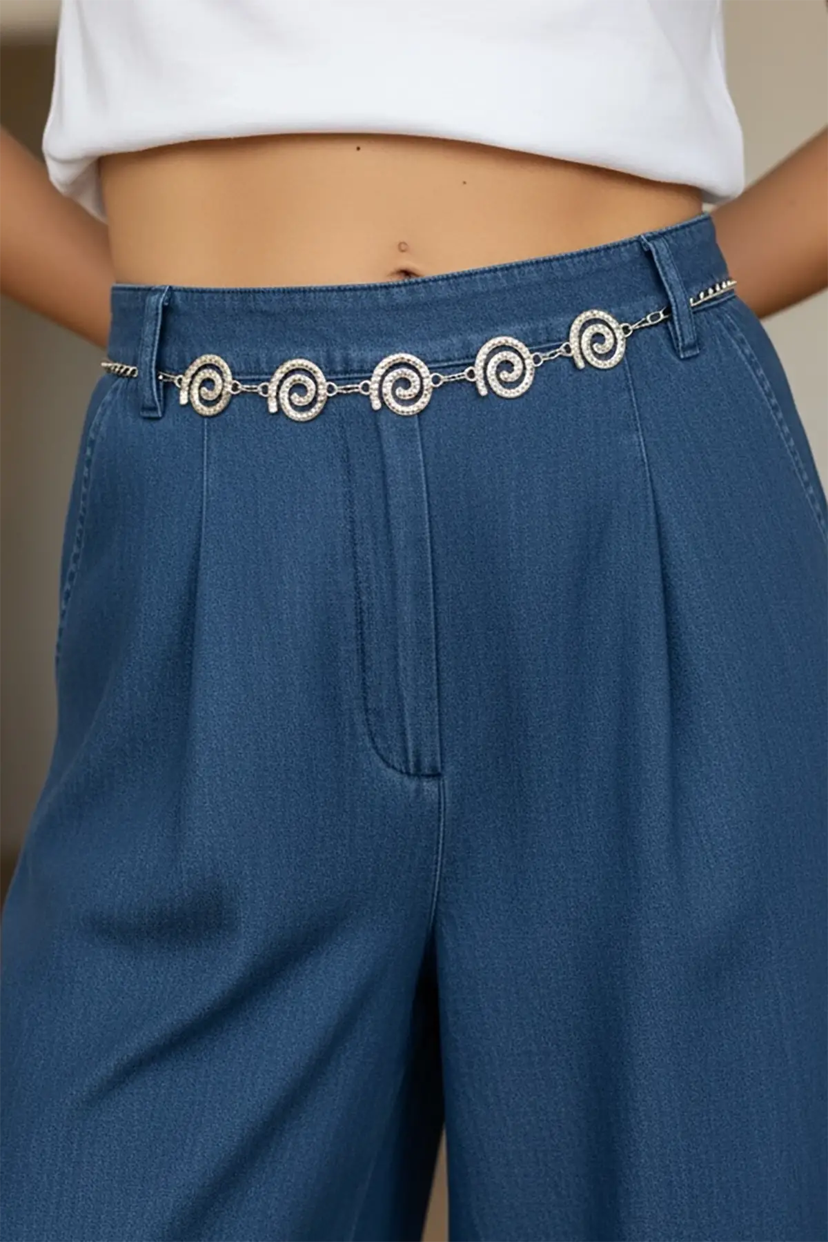 Gümüş Renk Zincir Kemer