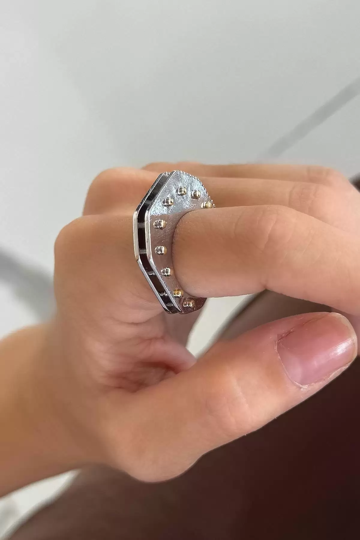 Gümüş Ve Altın Renk Metal Ayarlanabilir Yüzük