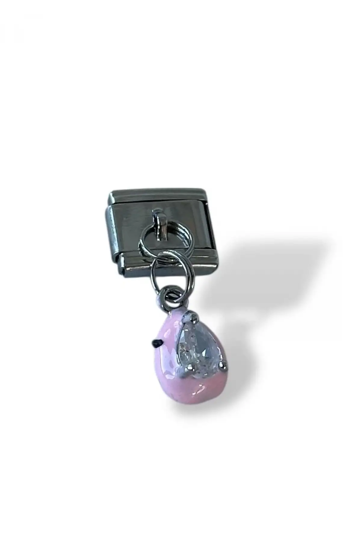 Gümüş Ve Pembe Renk Taş Detaylı Çelik Nomination Charm (Tek)