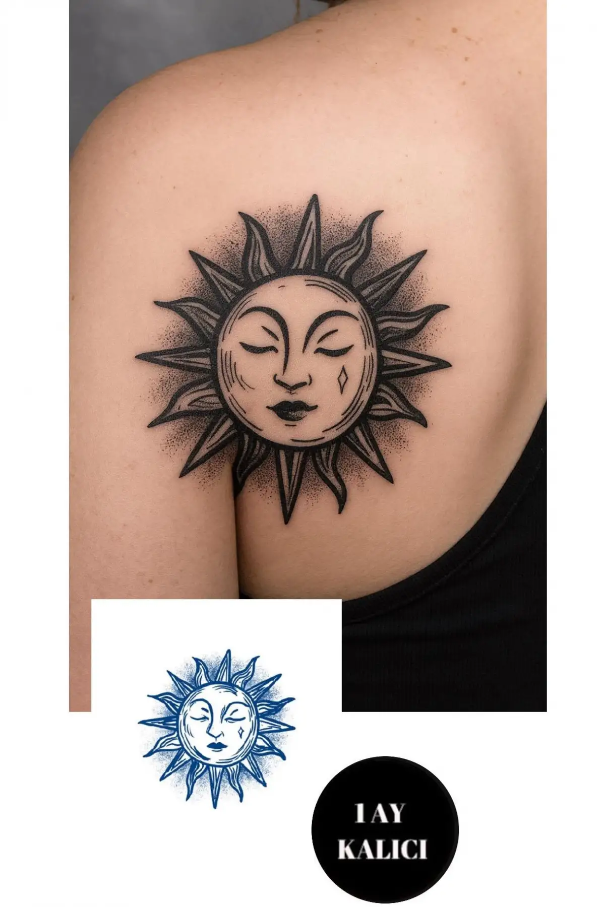 Güneş Figürlü 12 Saat Sonra Kararan Geçici Mini Dövme Tattoo