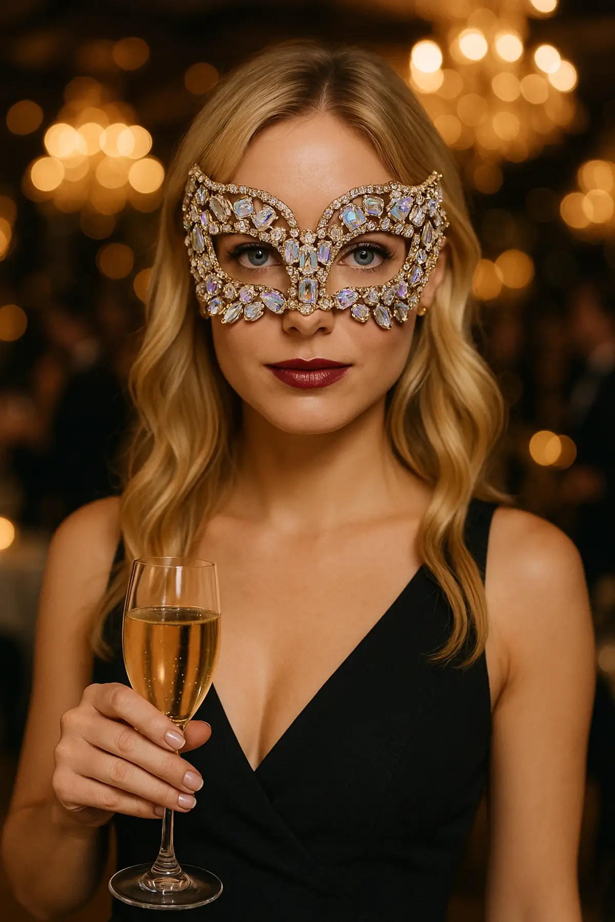 Hologramlı Taş Detaylı Tasarım Parti Maskesi