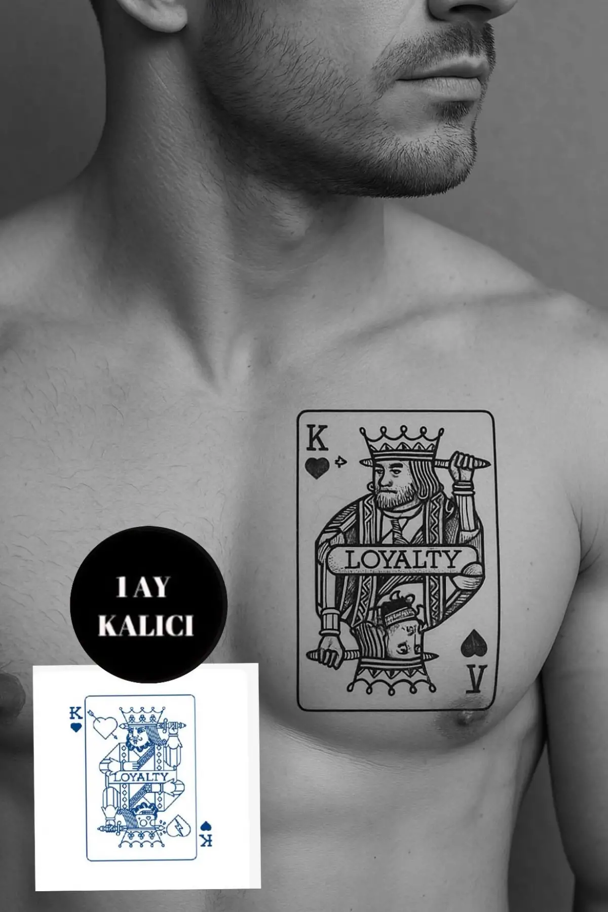 İskambil Kağıdı Figürlü 12 Saat Sonra Kararan Geçici Mini Dövme Tattoo