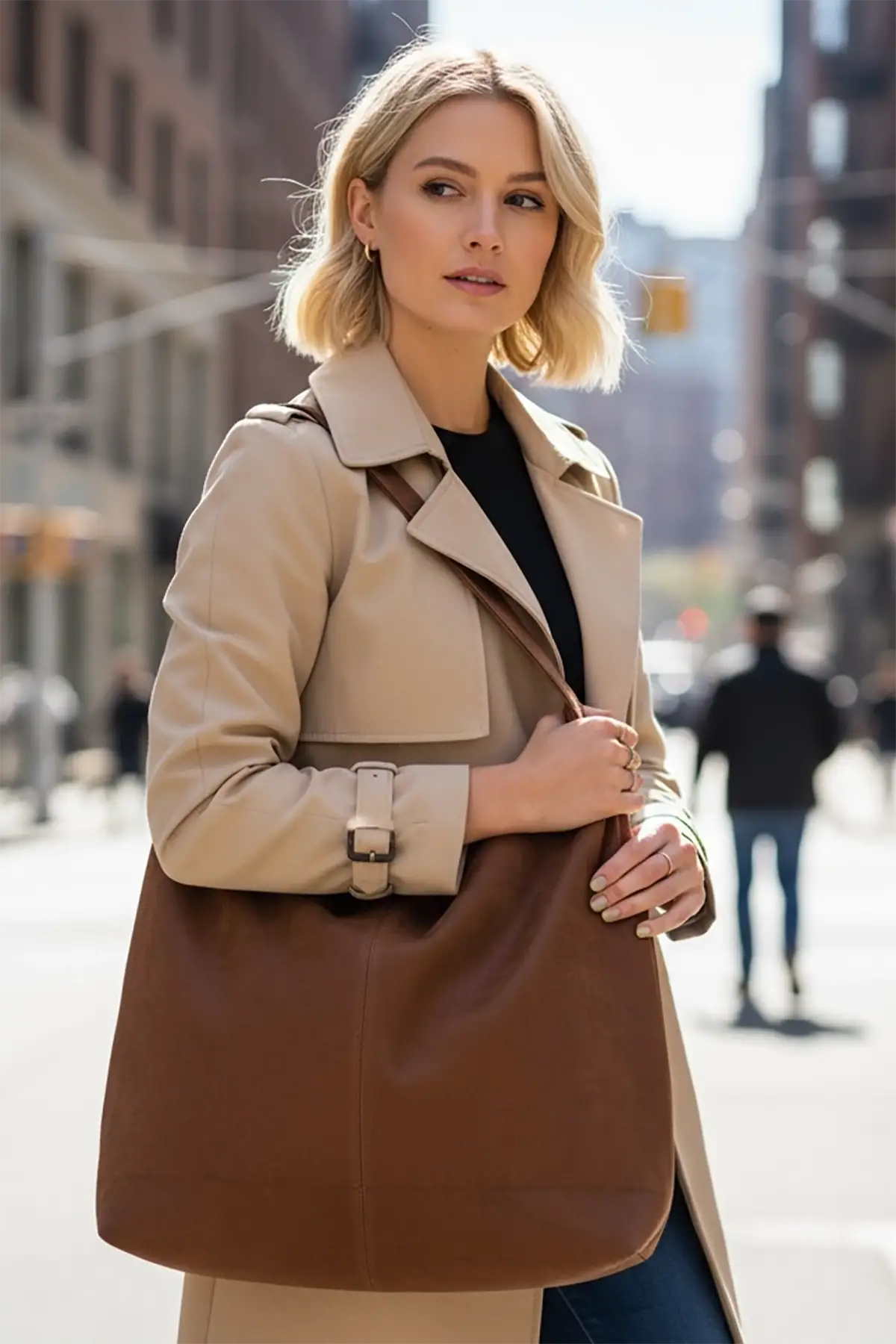 Kahve Renk Büyük Boy Süet Kadın Çanta