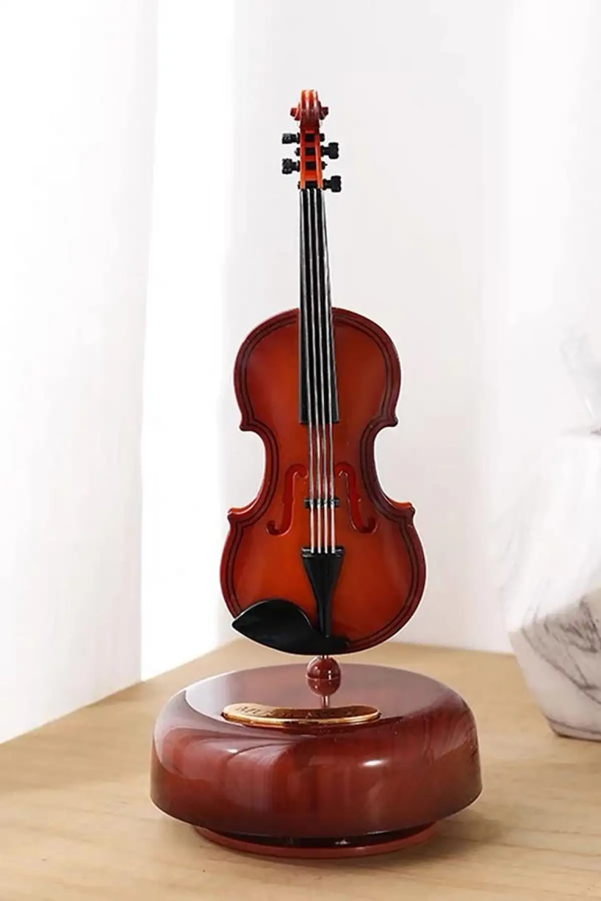 Kahverengi Solo Hareketli Keman Müzik Kutusu
