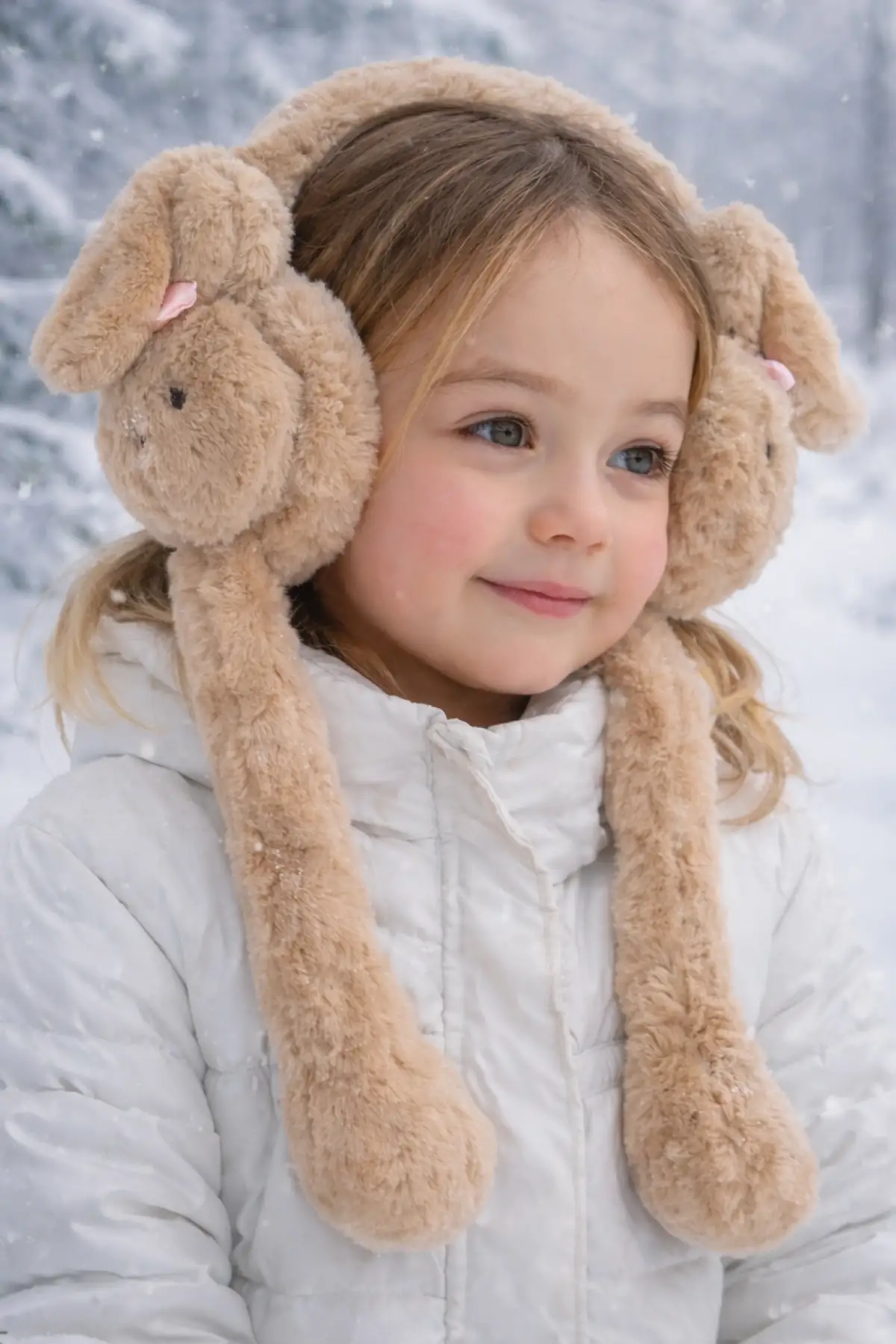 Kahverengi Tavşan Figürlü Kulakları Oynayan Peluş Kulaklık