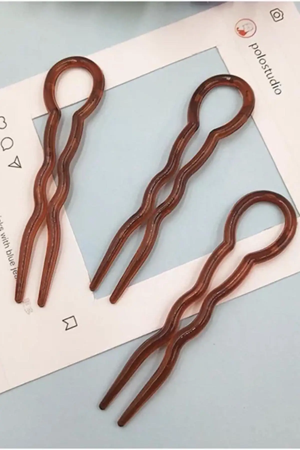 Kahverengi Üçlü Topuz Tokası