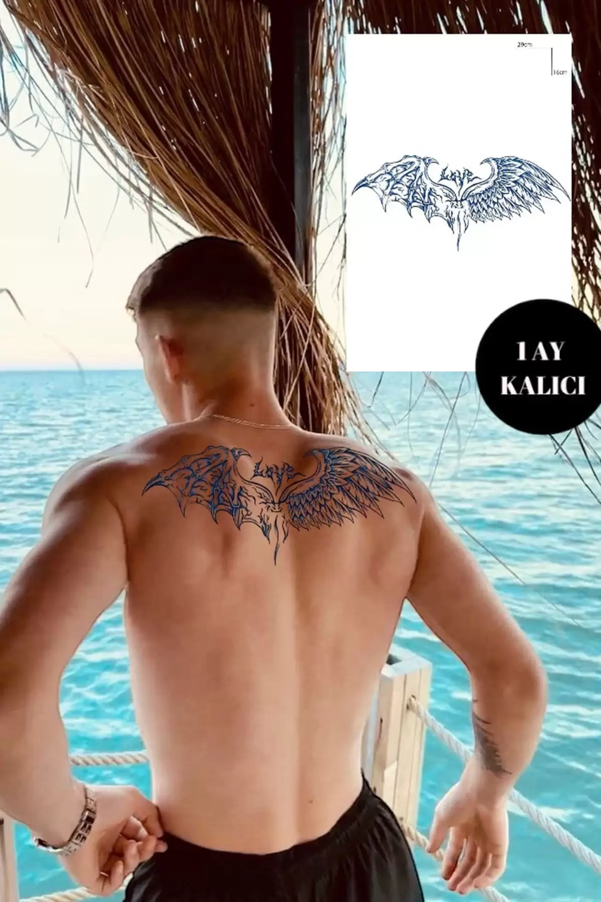 Kanat Figürlü 12 Saat Sonra Kararan Geçici Dövme Tattoo