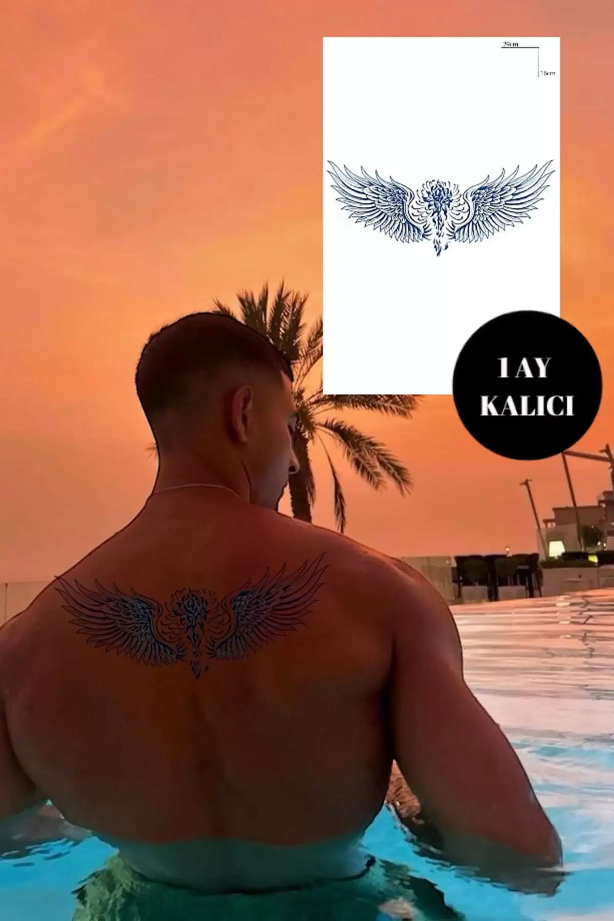 Kanat Figürlü 12 Saat Sonra Kararan Geçici Dövme Tattoo
