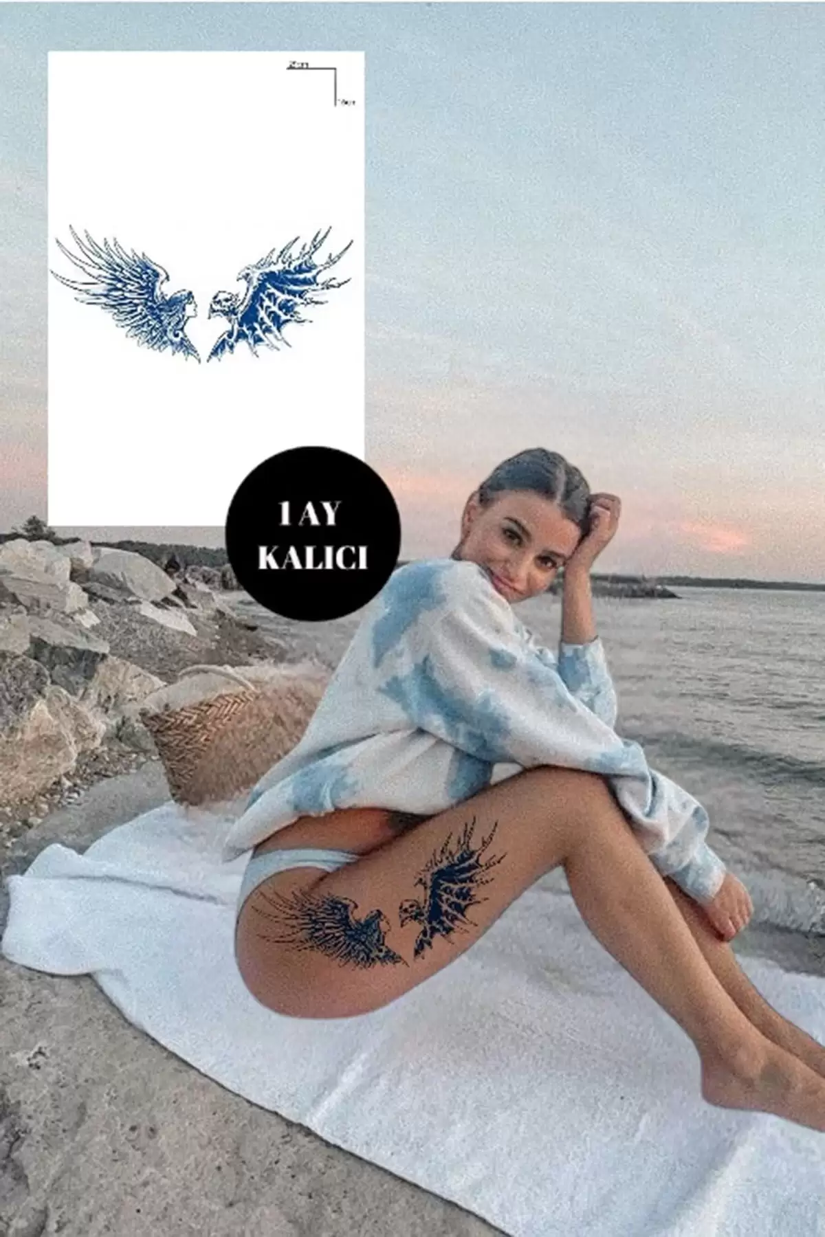 Kanat Figürlü 12 Saat Sonra Kararan Geçici Dövme Tattoo