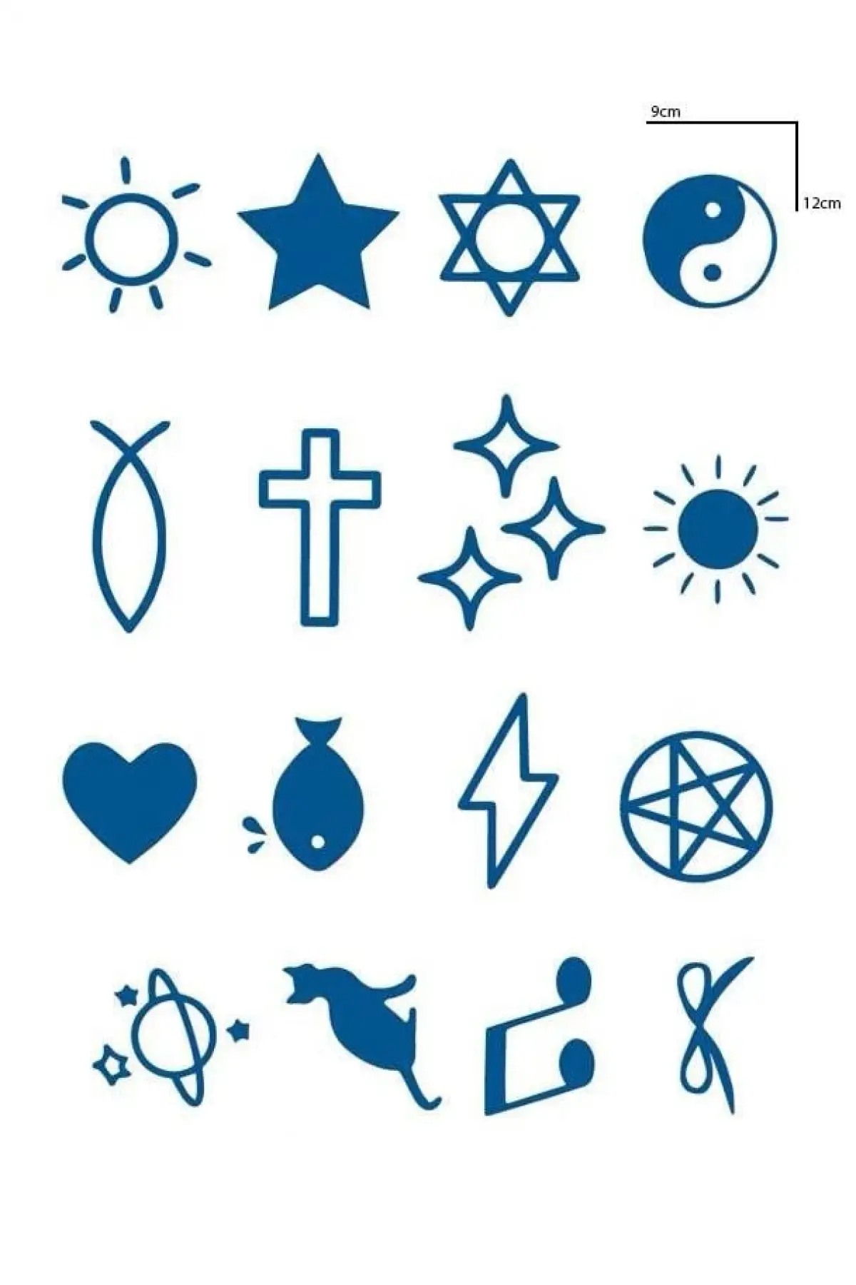 Karışık Figürlü 12 Saat Sonra Kararan Geçici Dövme Tattoo