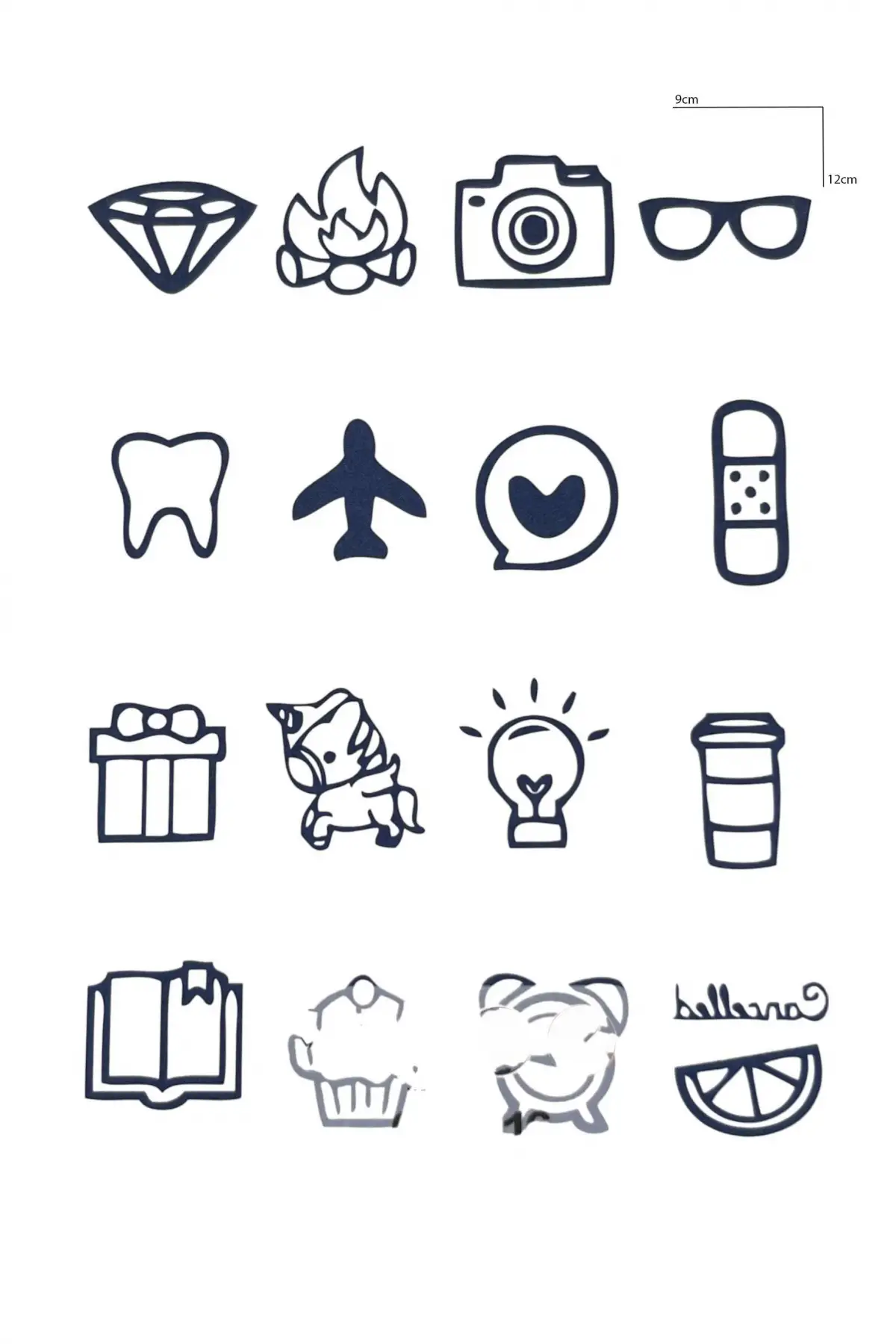 Karışık Figürlü 12 Saat Sonra Kararan Geçici Dövme Tattoo