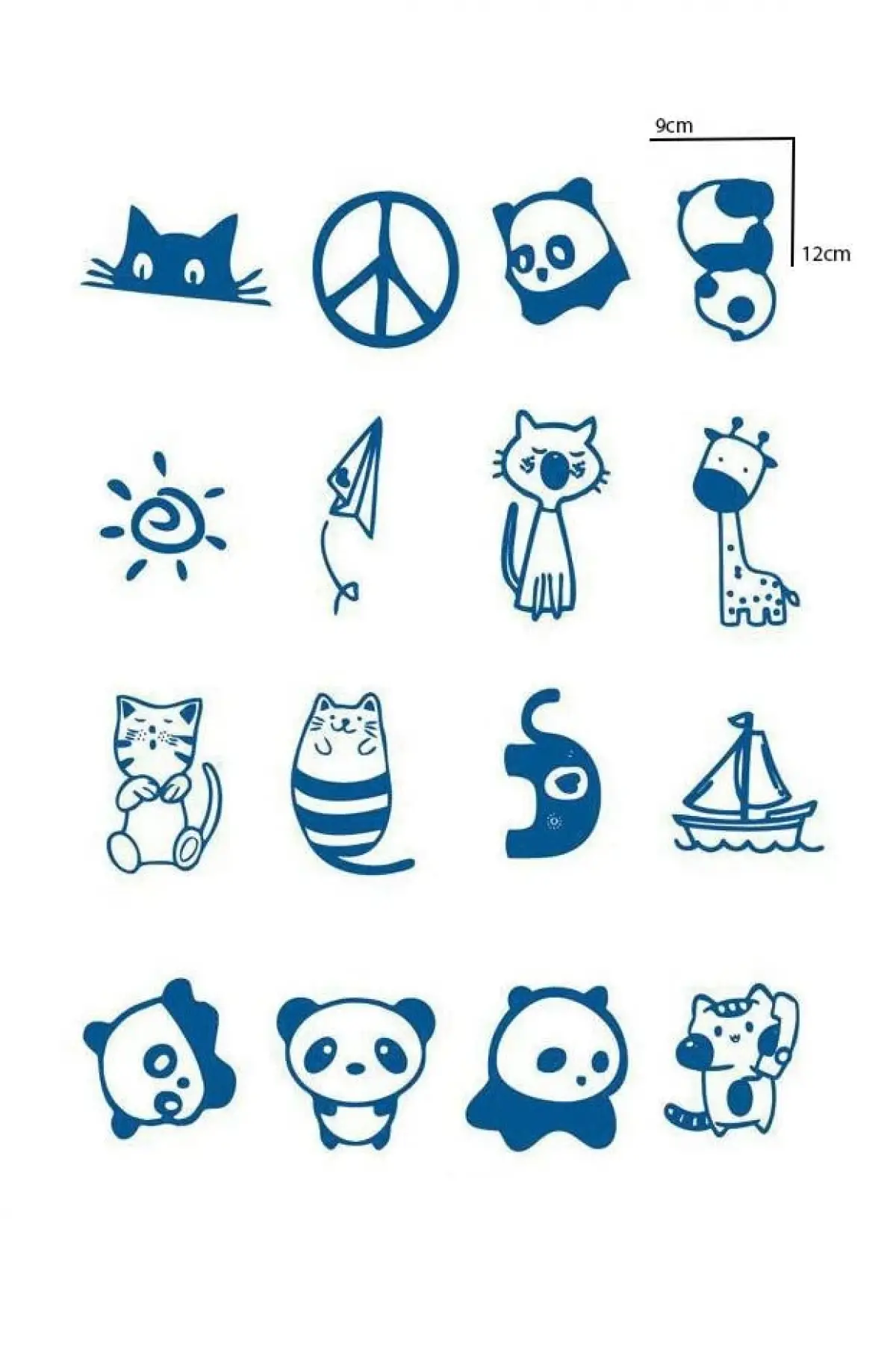 Karışık Figürlü 12 Saat Sonra Kararan Geçici Dövme Tattoo