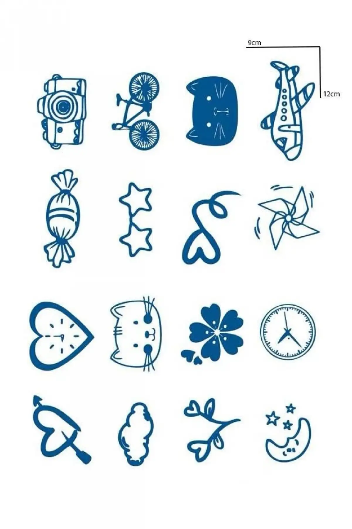 Karışık Figürlü 12 Saat Sonra Kararan Geçici Dövme Tattoo