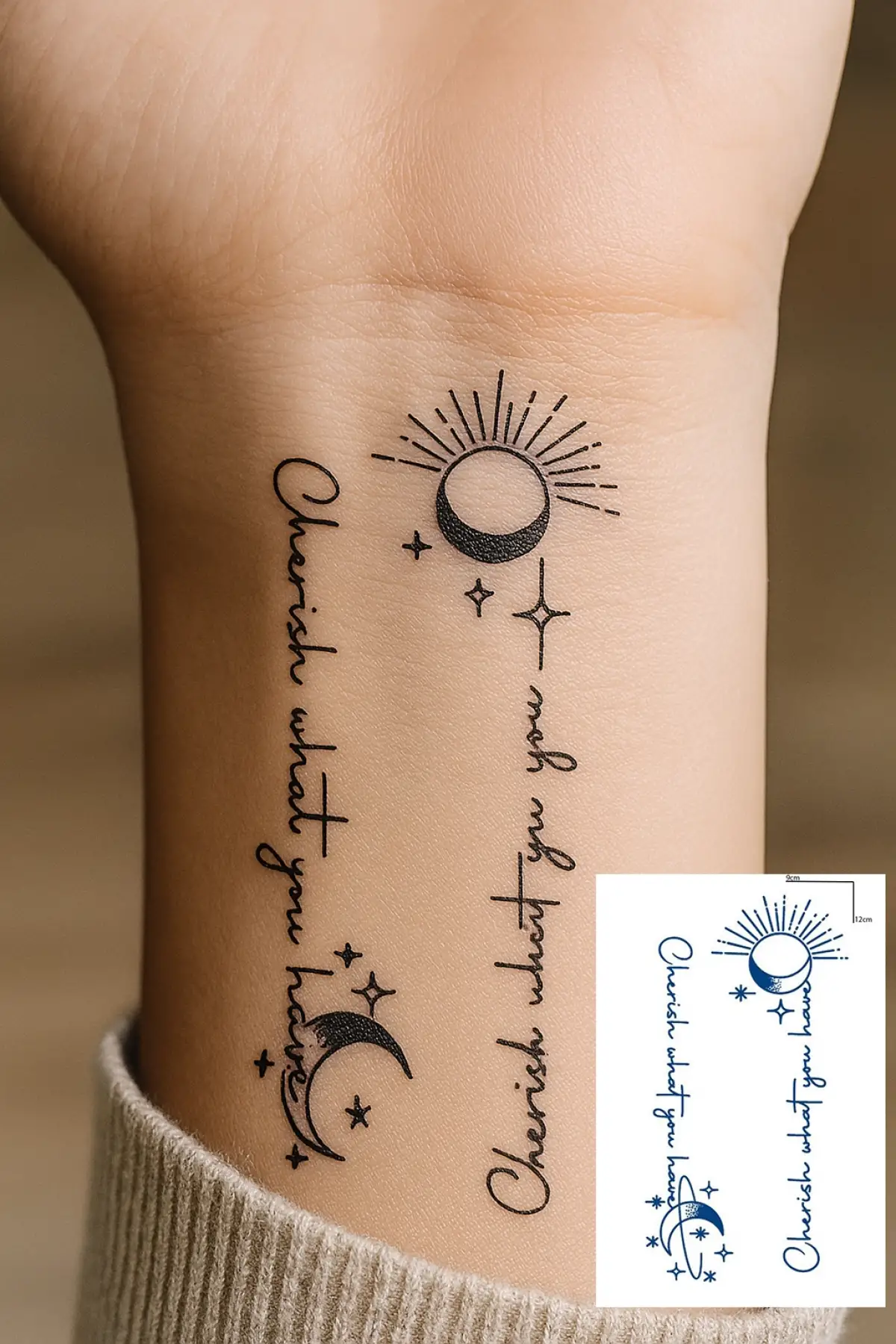 Karışık Figürlü 12 Saat Sonra Kararan Geçici Dövme Tattoo