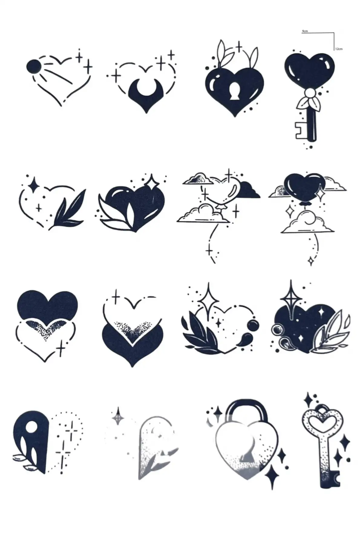 Karışık Figürlü 12 Saat Sonra Kararan Geçici Dövme Tattoo