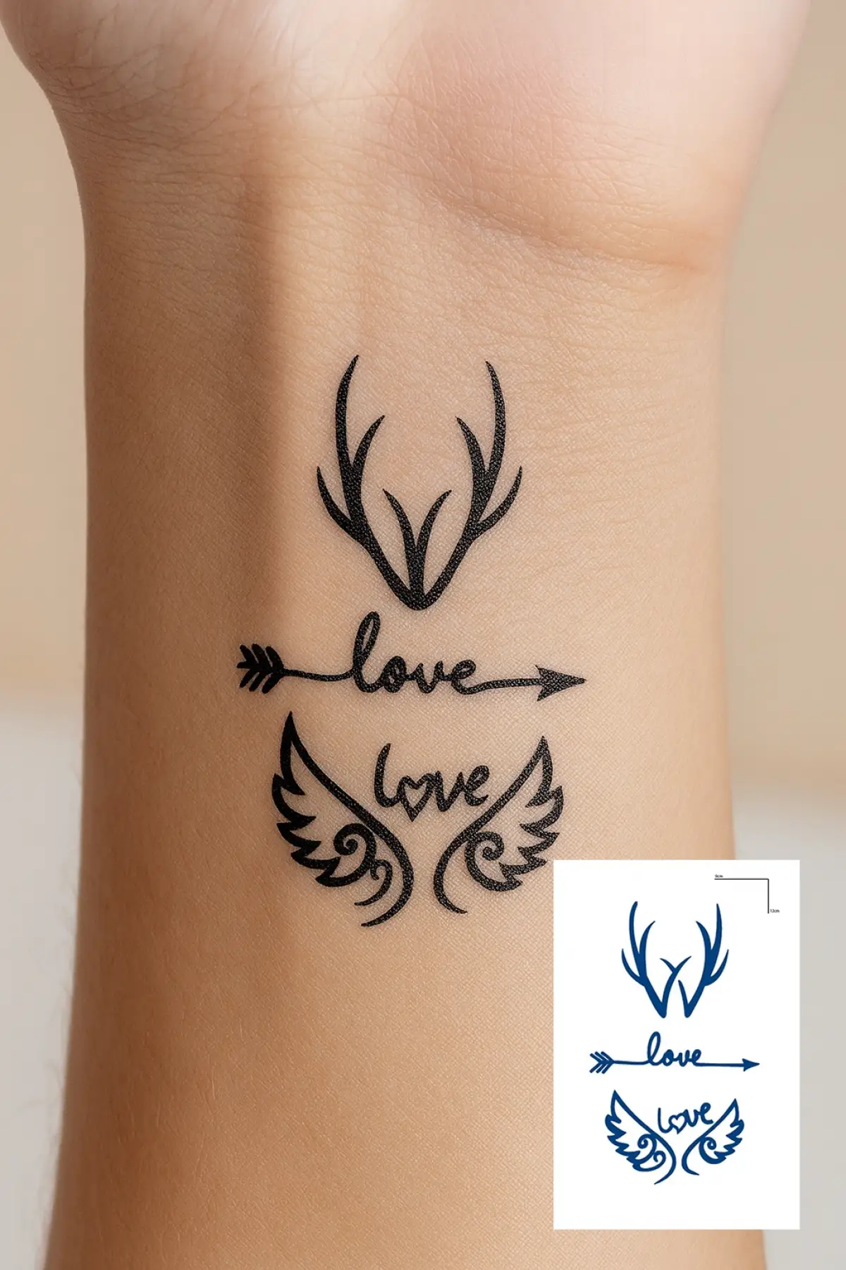 Karışık Figürlü 12 Saat Sonra Kararan Geçici Dövme Tattoo