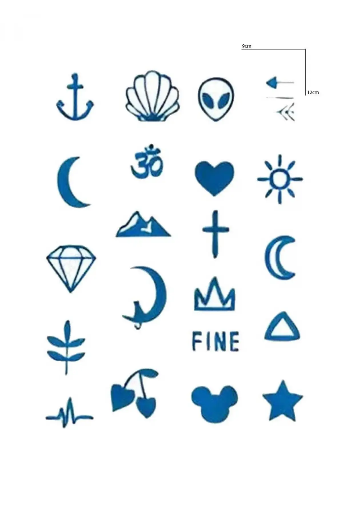 Karışık Figürlü 12 Saat Sonra Kararan Geçici Dövme Tattoo