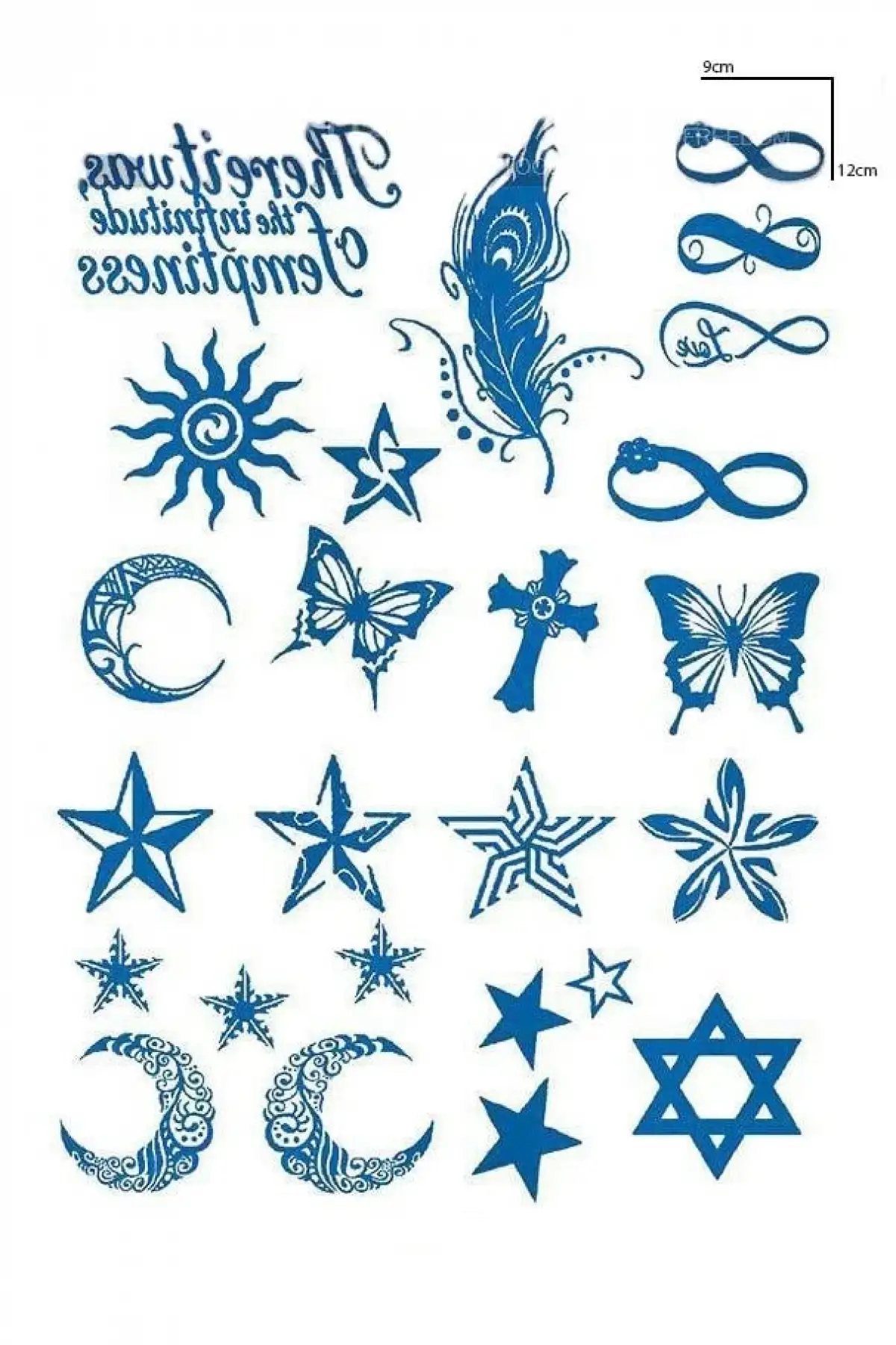 Karışık Figürlü 12 Saat Sonra Kararan Geçici Dövme Tattoo