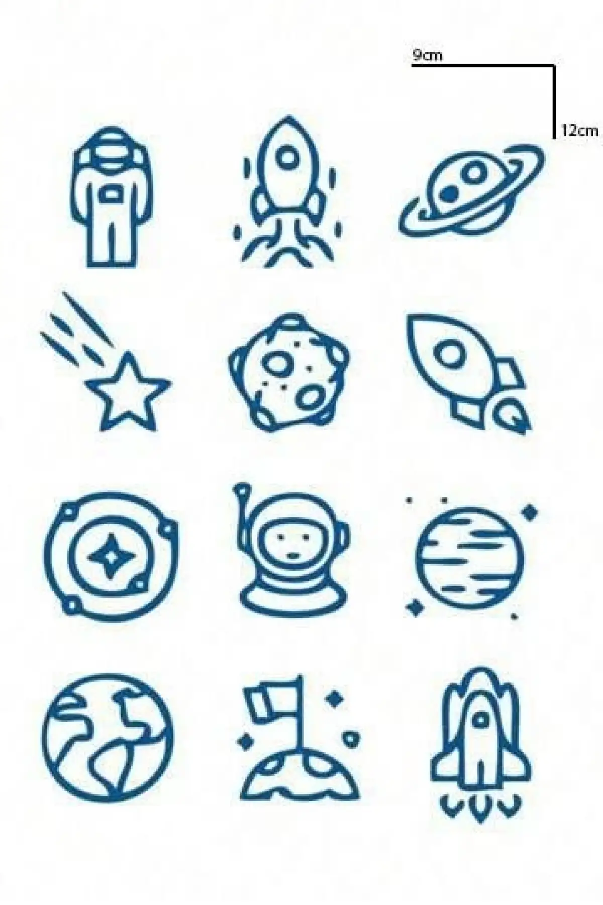 Karışık Figürlü 12 Saat Sonra Kararan Geçici Dövme Tattoo