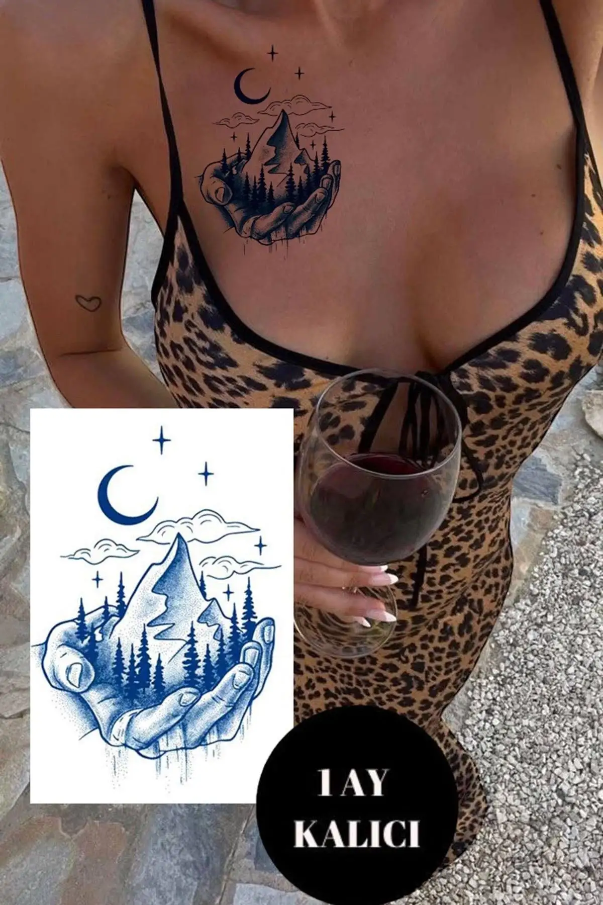 Karışık Figürlü 12 Saat Sonra Kararan Geçici Dövme Tattoo